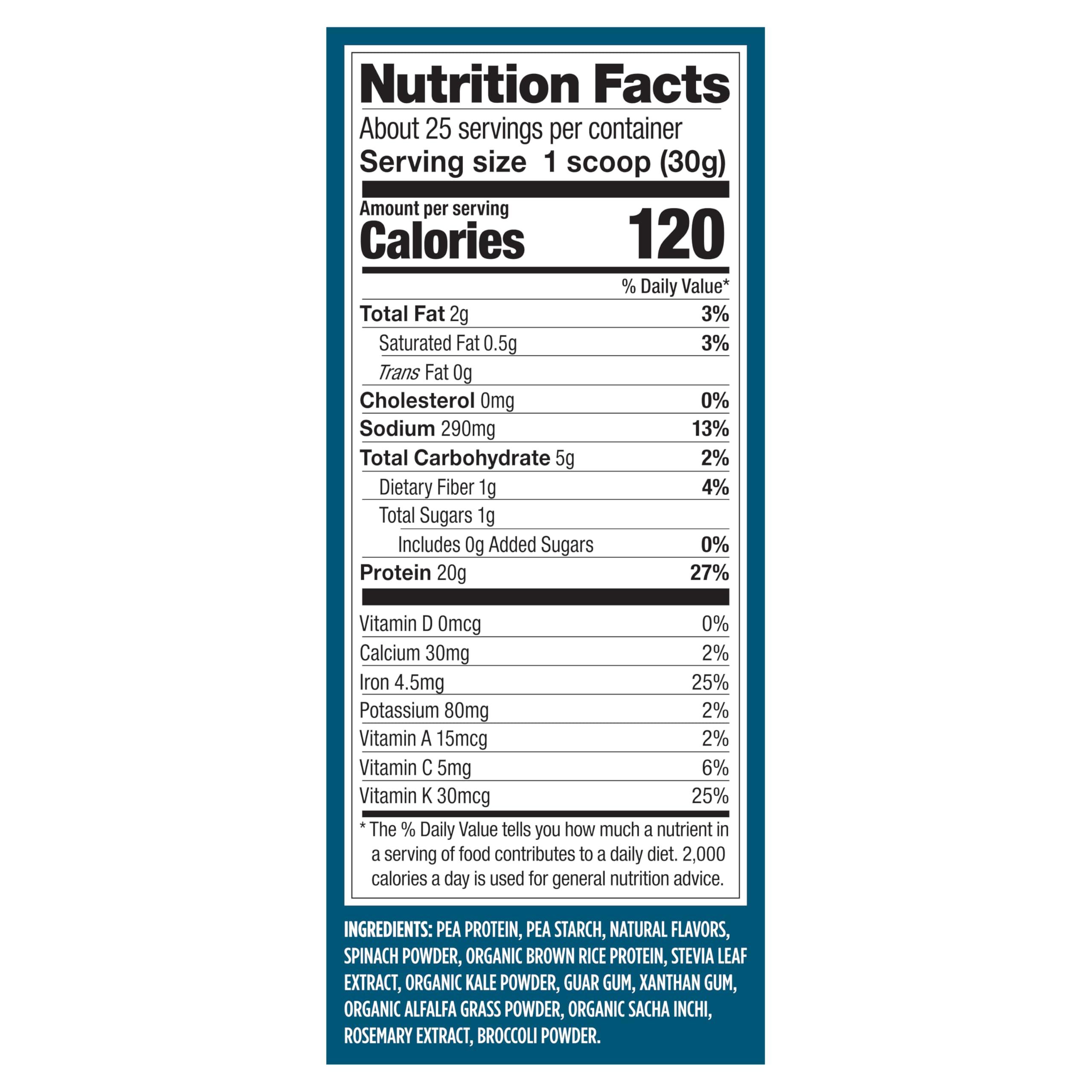 Vega Protein + Supergreens - 20g Plant-Based Protein, Vanilla, 25 Servings, Real Greens & Veggies, Vegan Keto, 0g Added Sugar, Non-GMO, Gluten Free, Dairy Free, 1.7lbs (Packaging May Vary) - Image 4
