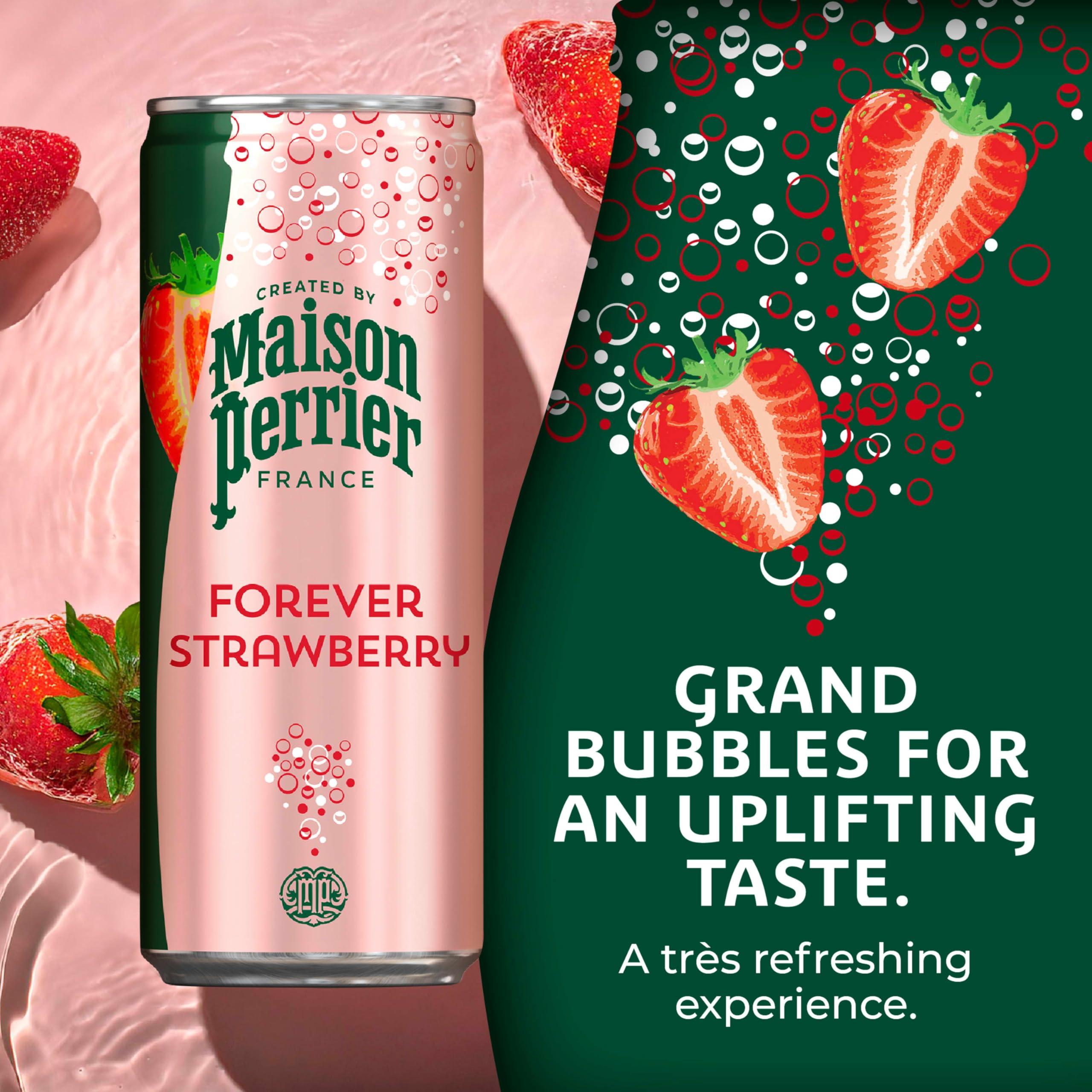 Maison Perrier Forever Strawberry Flavored Sparkling Water, 11.15 Fl Oz Cans, 8 Count, 3 Pack - Image 3
