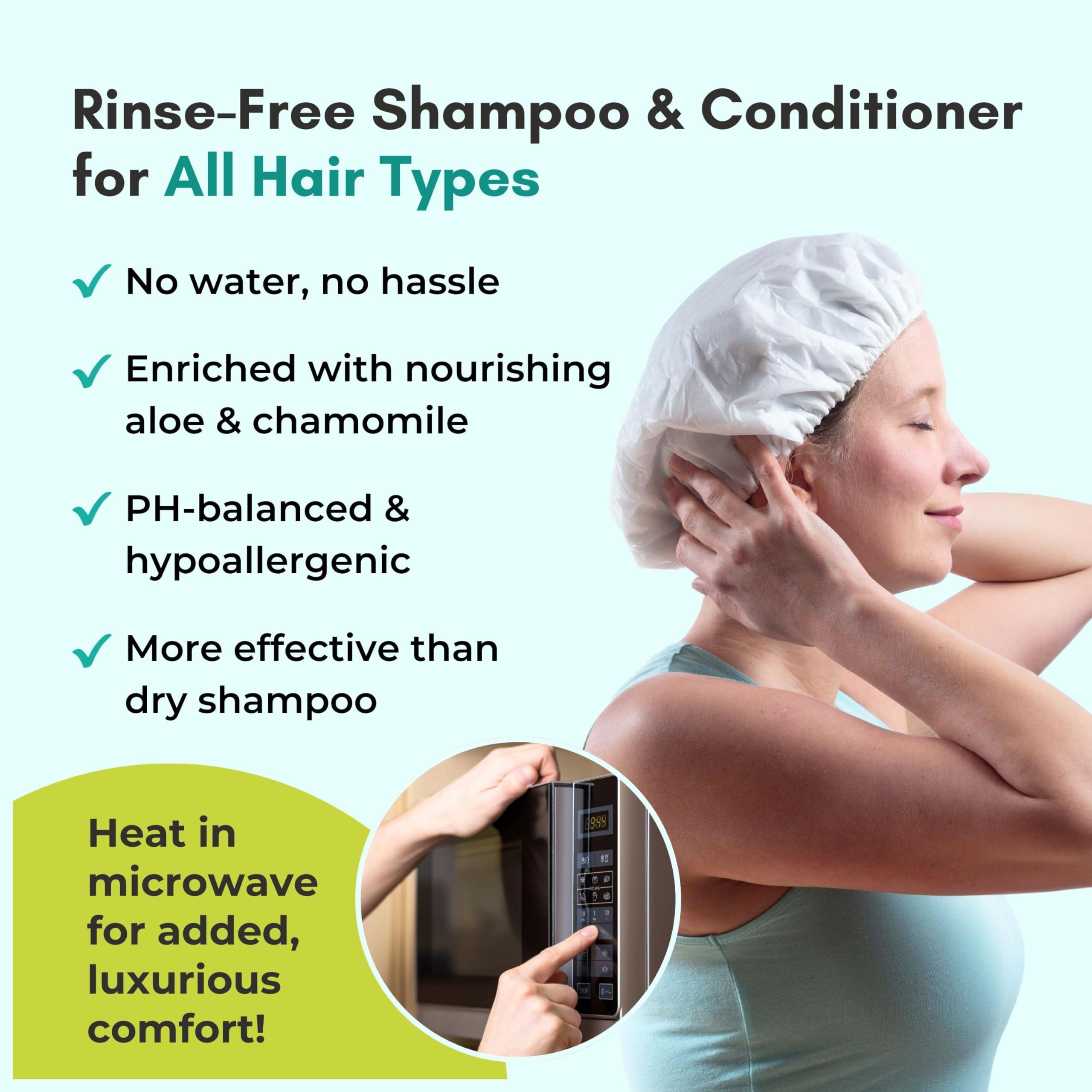 No Water Rinse Free Shampoo Cap by Nurture | Microwavable Hair Washing & Conditioning Shower Caps | Waterless Bathing | Disposable & Hypoallergenic for Adults, Bedridden & Elderly - Image 4