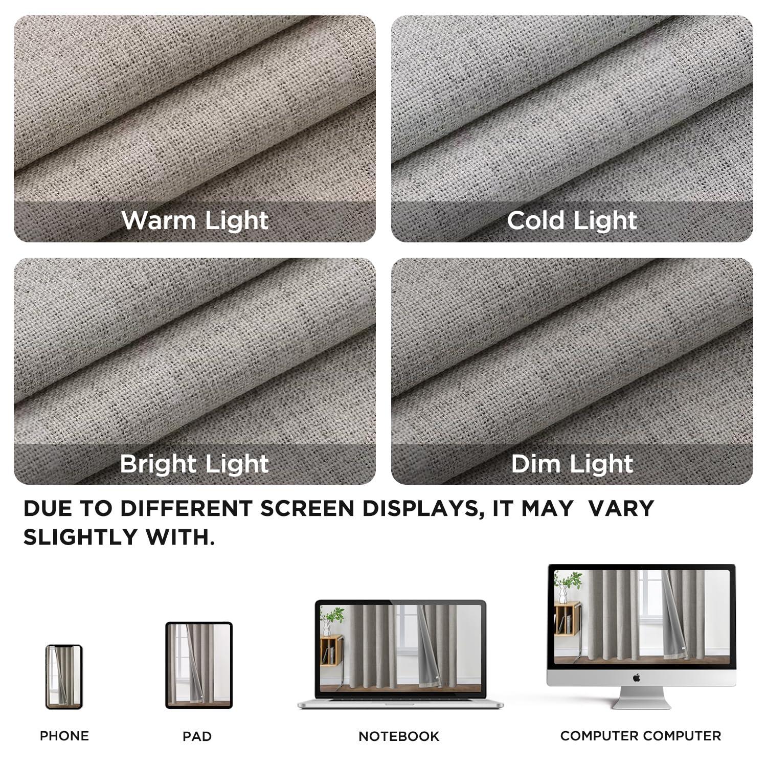 Joydeco 100% Blackout Curtains 63 Inch Length, Living Room Curtains 2 Panels Set, Room Darkening Curtains w/Grommets, Textured Thermal Drapes, Greyish White Blackout Curtains for Bedroom (42x63inch) - Image 9
