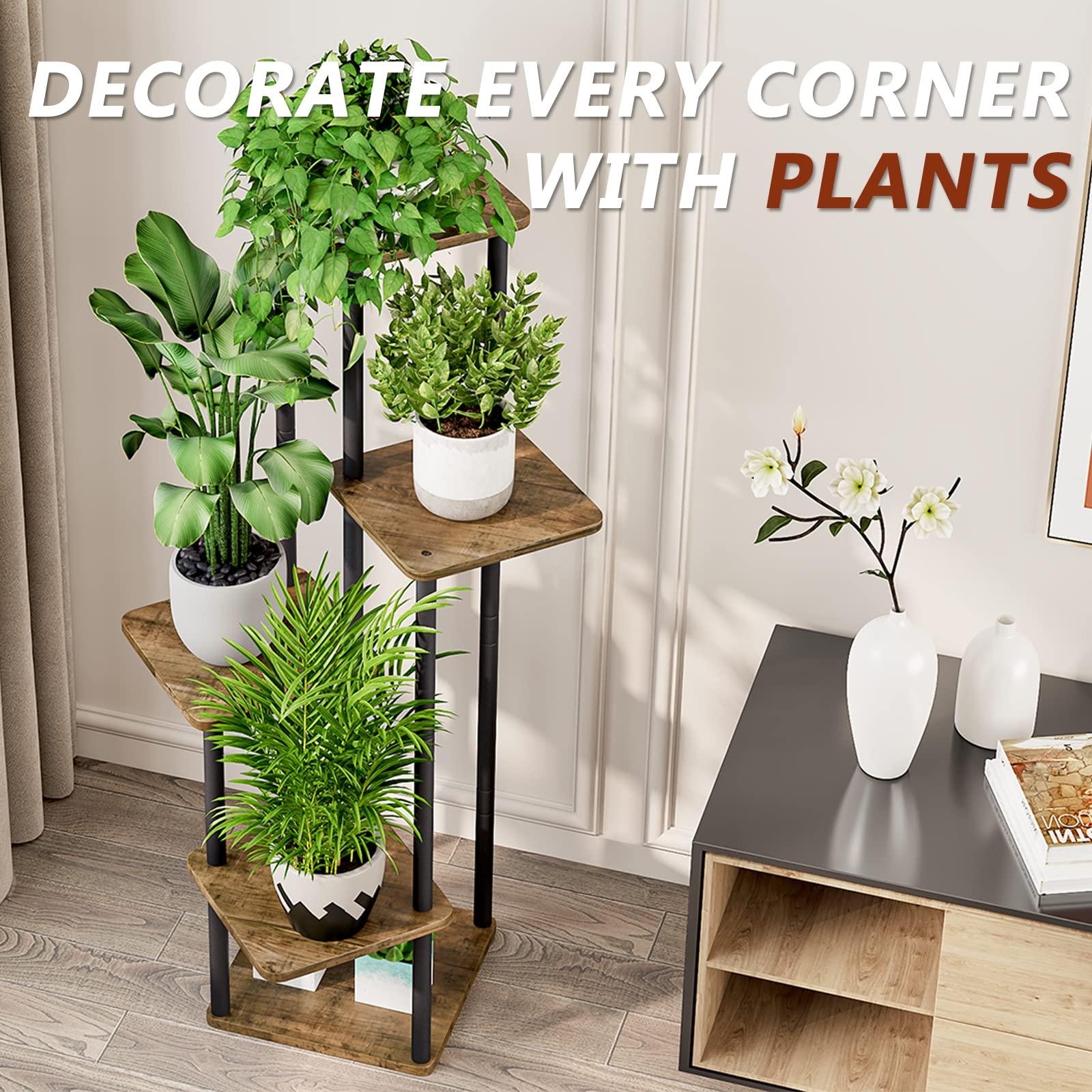 AZERPIAN Plant Stand 5 Tier Indoor Metal Flower Shelf for Multiple Plants Corner Tall Flower Holders for Patio Garden Living Room Balcony Bedroom, Black (5 Tier-Black) - Image 6