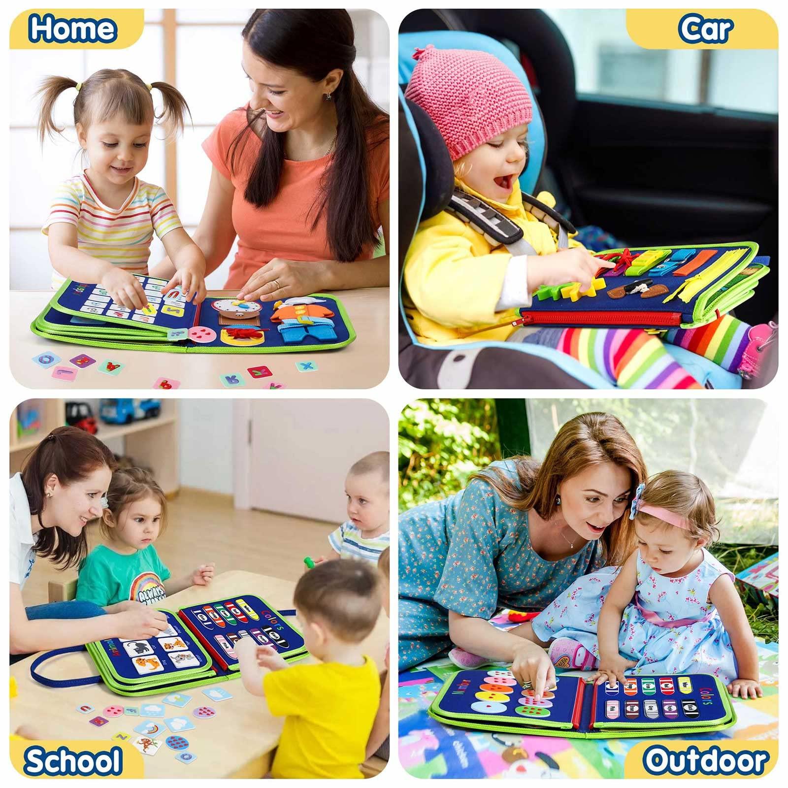 Winblo Toddler Busy Board - Montessori Toys for 1-3 Year Old Boy Birthday Gift, Educational Learning Sensory Busy Book for Two Year Old Boys, Kids Ages 2-4 Activities Toy for Airplane Car Travel - Image 6