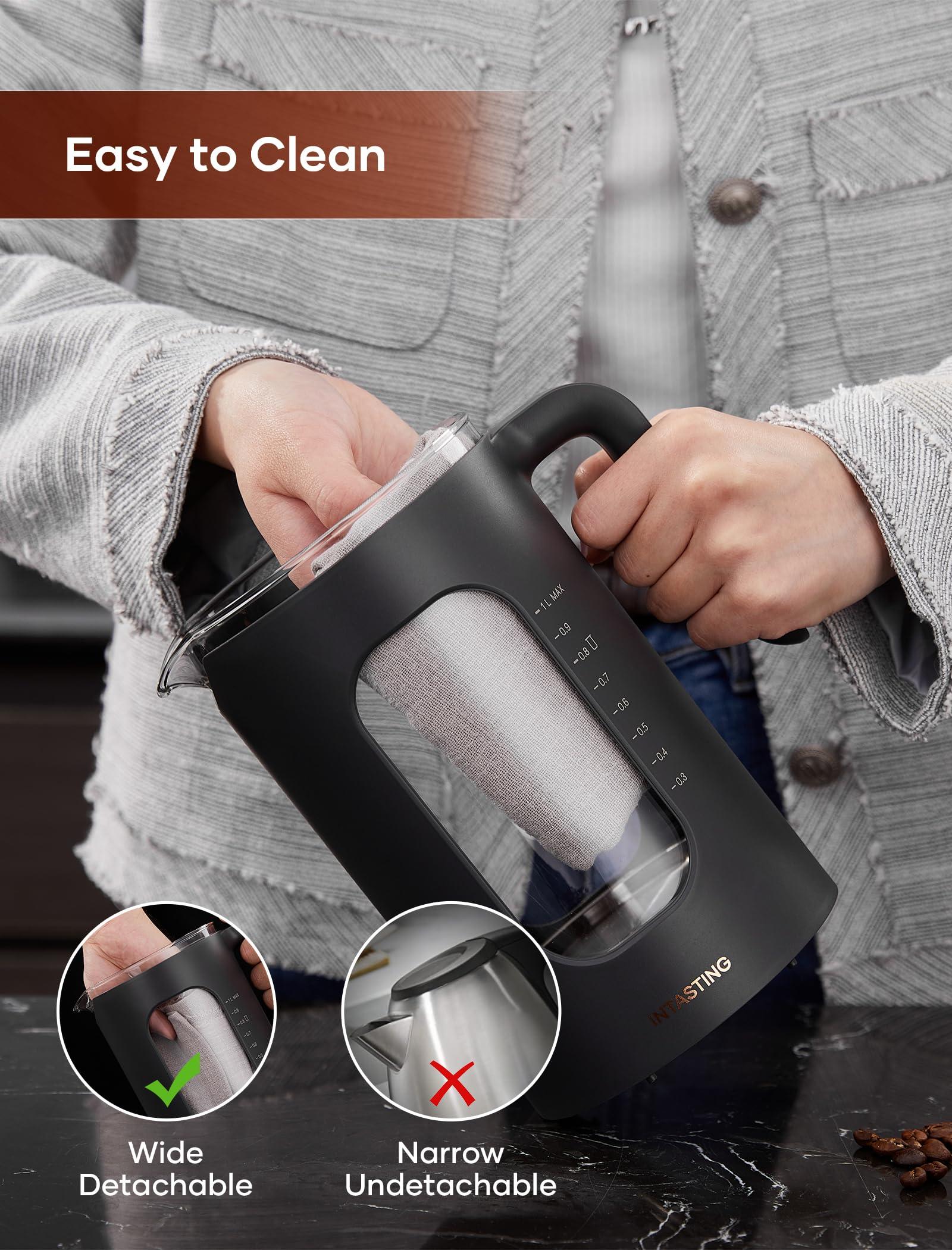 Electric Tea Kettle, INTASTING Glass Electric Kettle with tea Infuser and Precise knob temperature control, 1200W Fast Heating, BPA-Free, Easy to Clean, for Tea and coffee, 1 Liter (Dark Gray) - Image 7