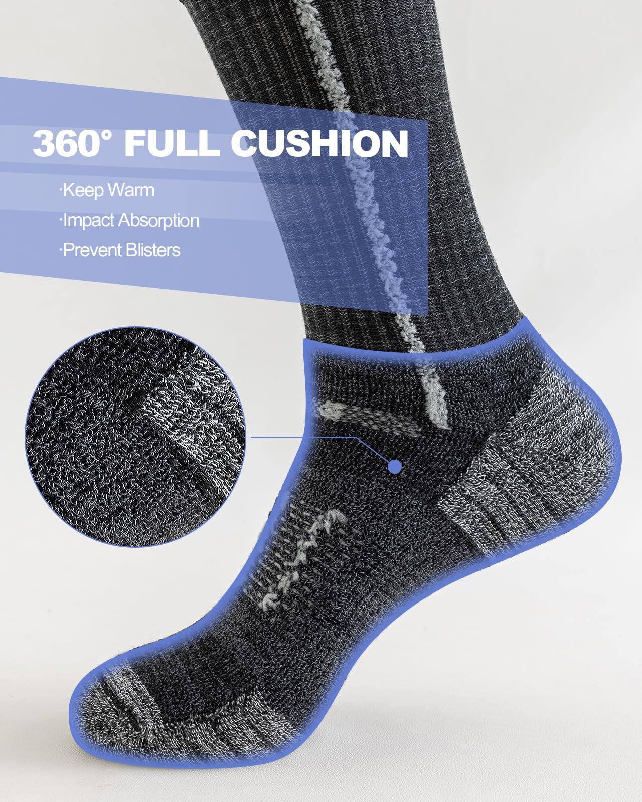 Niorasen Men's Cotton Crew Work Socks, 5 Pairs Cushioned Boot Moisture Athletic Socks for Hiking Sports Running - Image 3