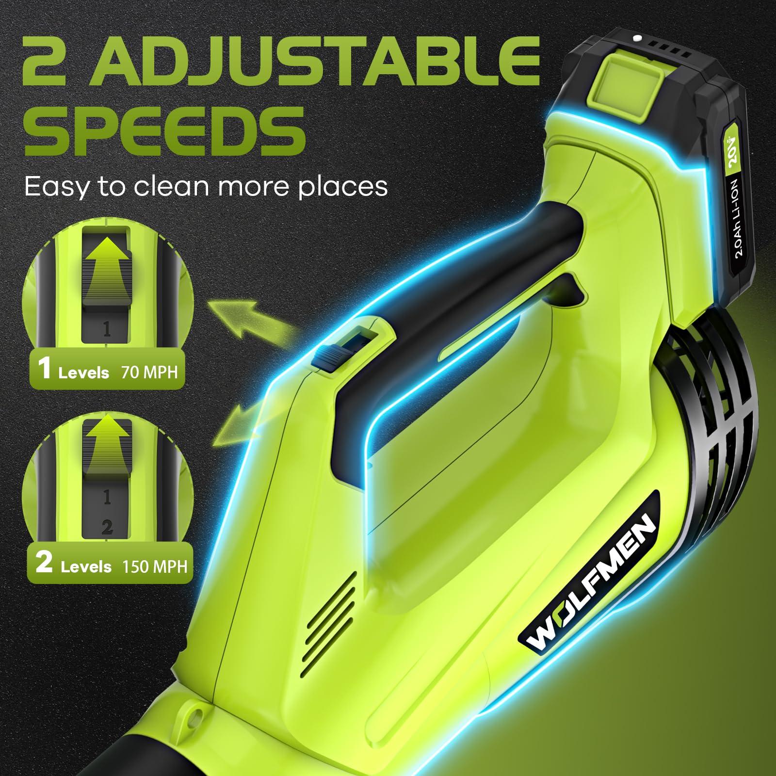 Leaf Blower, Electric Cordless Leaf Blower with 2 Batteries and Charger, 2 Speed Mode, Lightweight Leaf Blowers for Blowing Leaves, Patio Cleaning, Lawn Care and Dust - Image 3