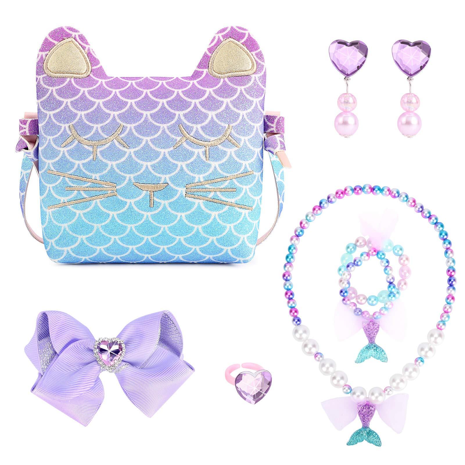 mibasies Purse for Little Girls Dress Up Jewelry Pretend Play Kids Accessories Mermaid Gifts - Image 2