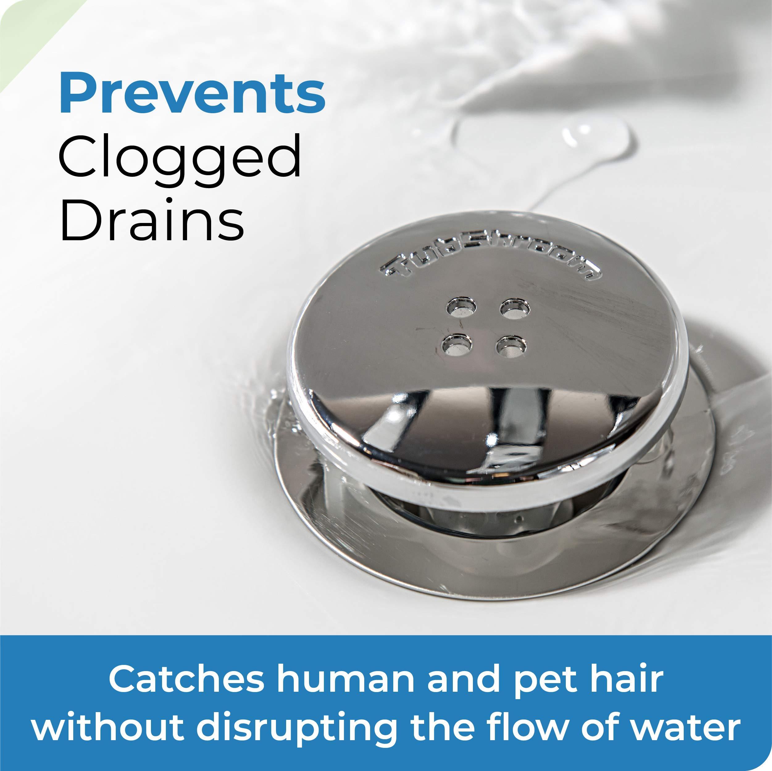 TubShroom Bathtub Drain Protector and Hair Catcher - 2 Pack, Chrome - Fits 1.5" - 1.75" Bathtub and Shower Drains - Image 3