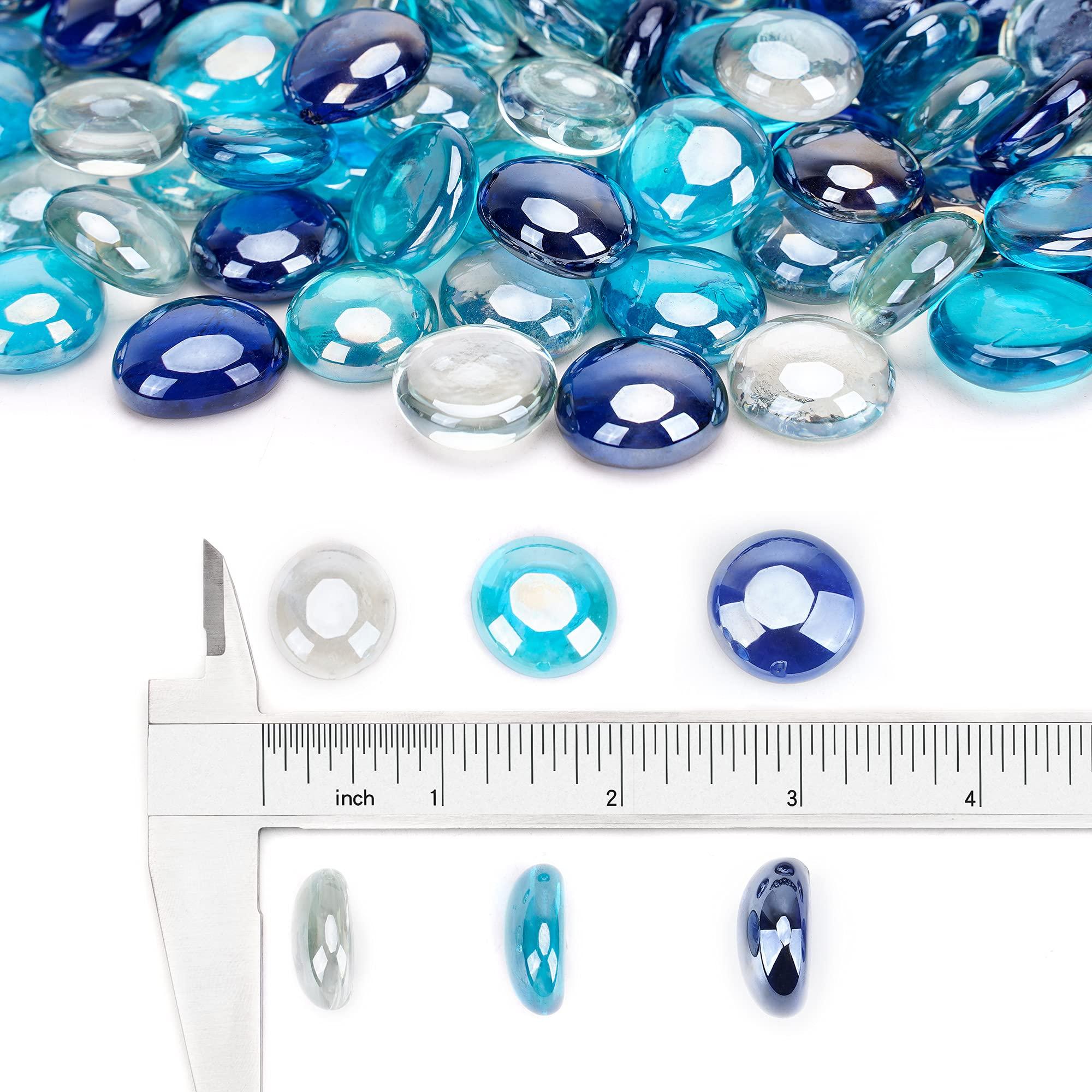 Stanbroil 10-Pound Blended Fire Glass Beads - 1/2 inch Fire Glass Drops Blended Cobalt Blue, Crystal Ice, Caribbean Blue Luster for Indoor and Outdoor Gas Fire Pits and Fireplaces - Image 3