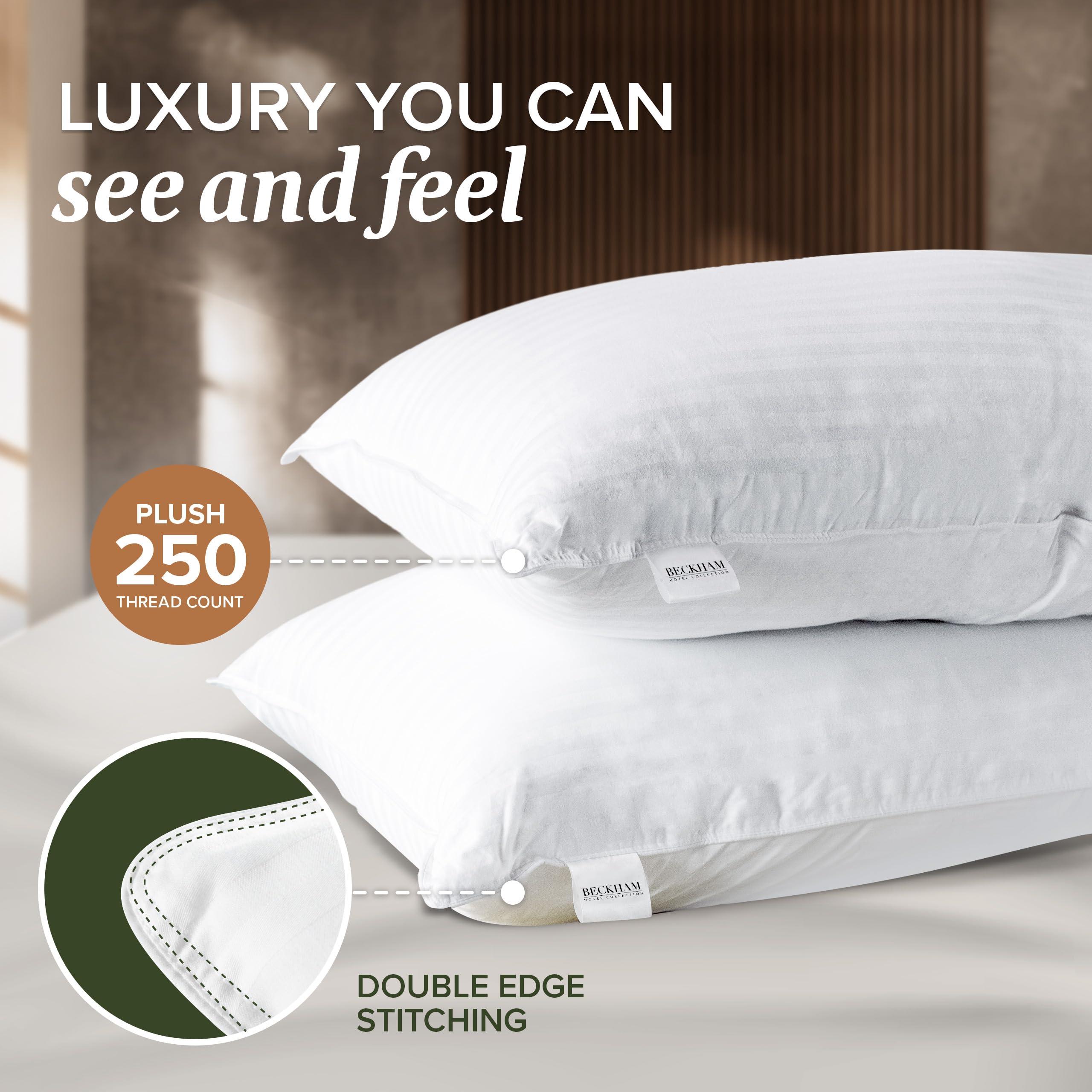 Beckham Hotel Collection Queen Size White Pillow Protector with Zipper Set of 2, Soft and Breathable Cotton Pillow Protector Covers - Image 3