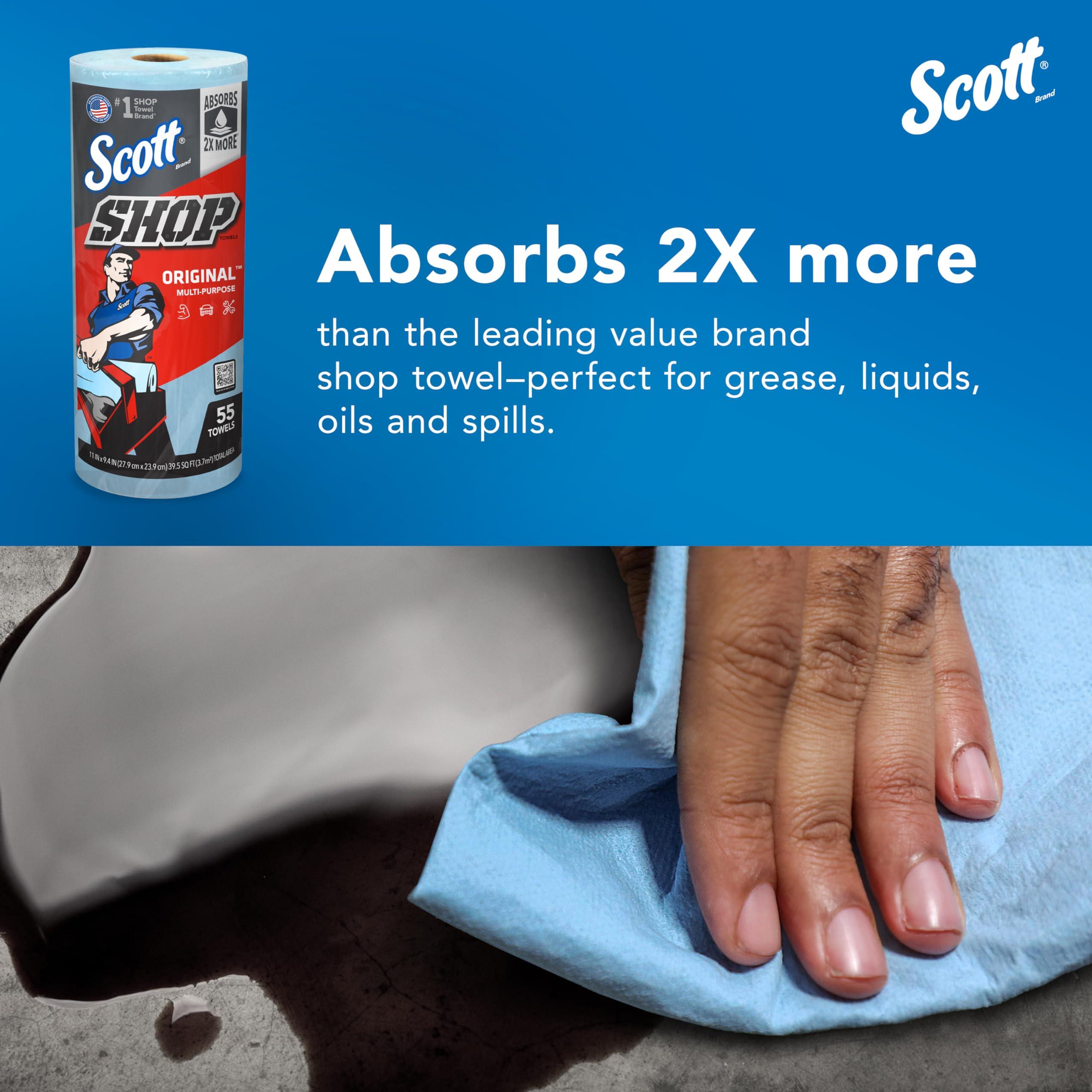 Scott Shop Original Blue Towels (75130), 9.4"x11" Cloth-like Paper Towel (30 Rolls of 55 Sheets, 1,650 Sheet Total) - Image 6