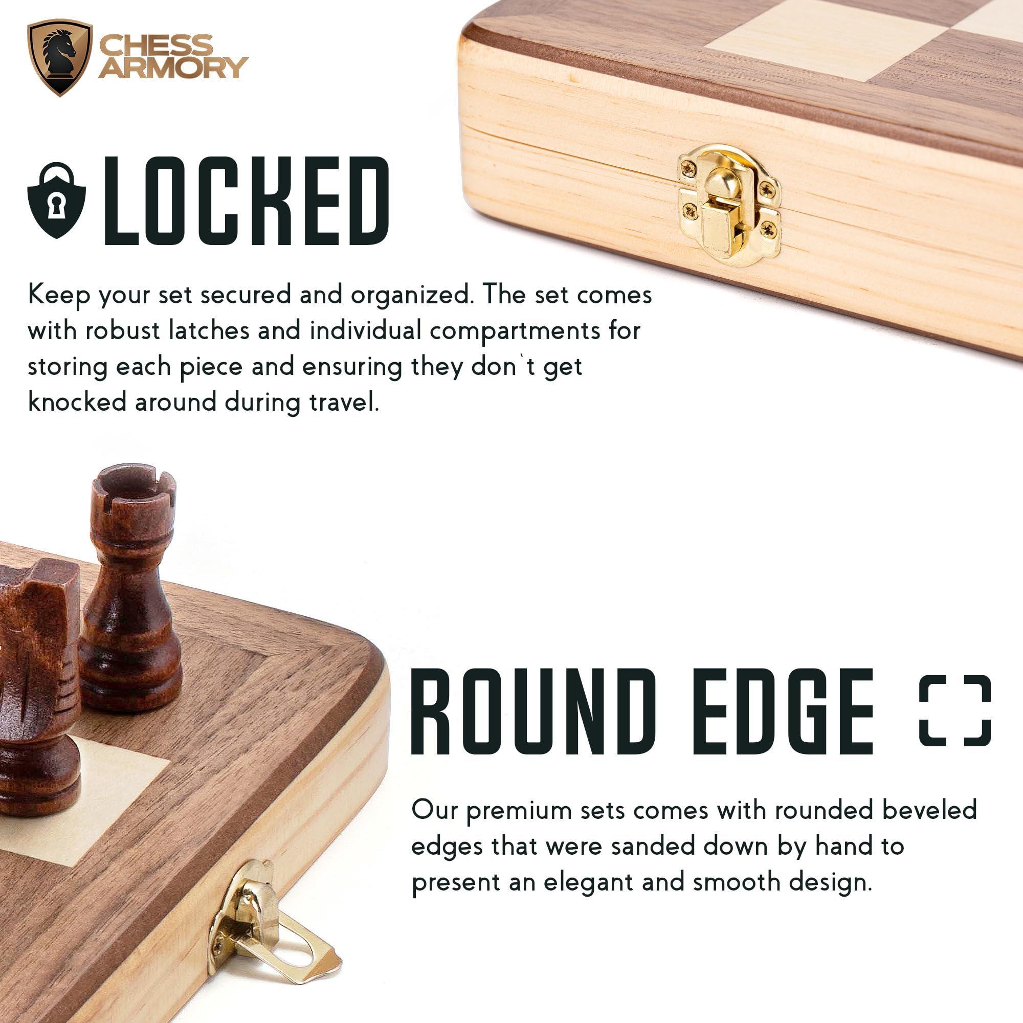 Chess Armory Wooden Chess Set 15 Inch - Classic Handcrafted Game Board for Adults and Kids with Extra Queen Pieces and Storage Box - Ideal for Home and Travel - Non-Magnetic - Image 5