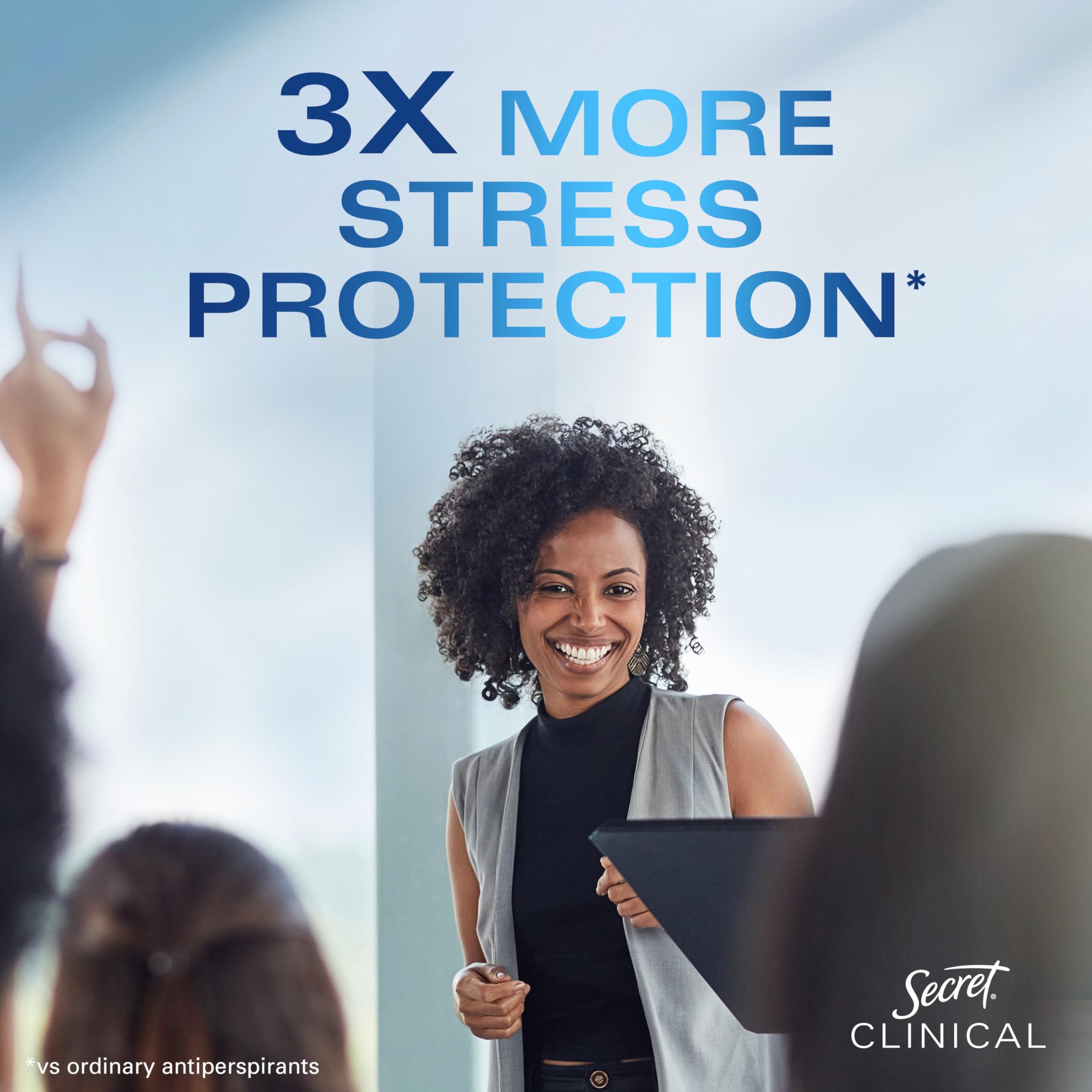 Secret Clinical Strength Antiperspirant Deodorant for Women, Free & Sensitive, 3X Stress Protection, 72hr Sweat & Odor Protection, PH Balancing Minerals, Invisible Solid, Unscented, 1.6 oz (Pack of 3) - Image 4