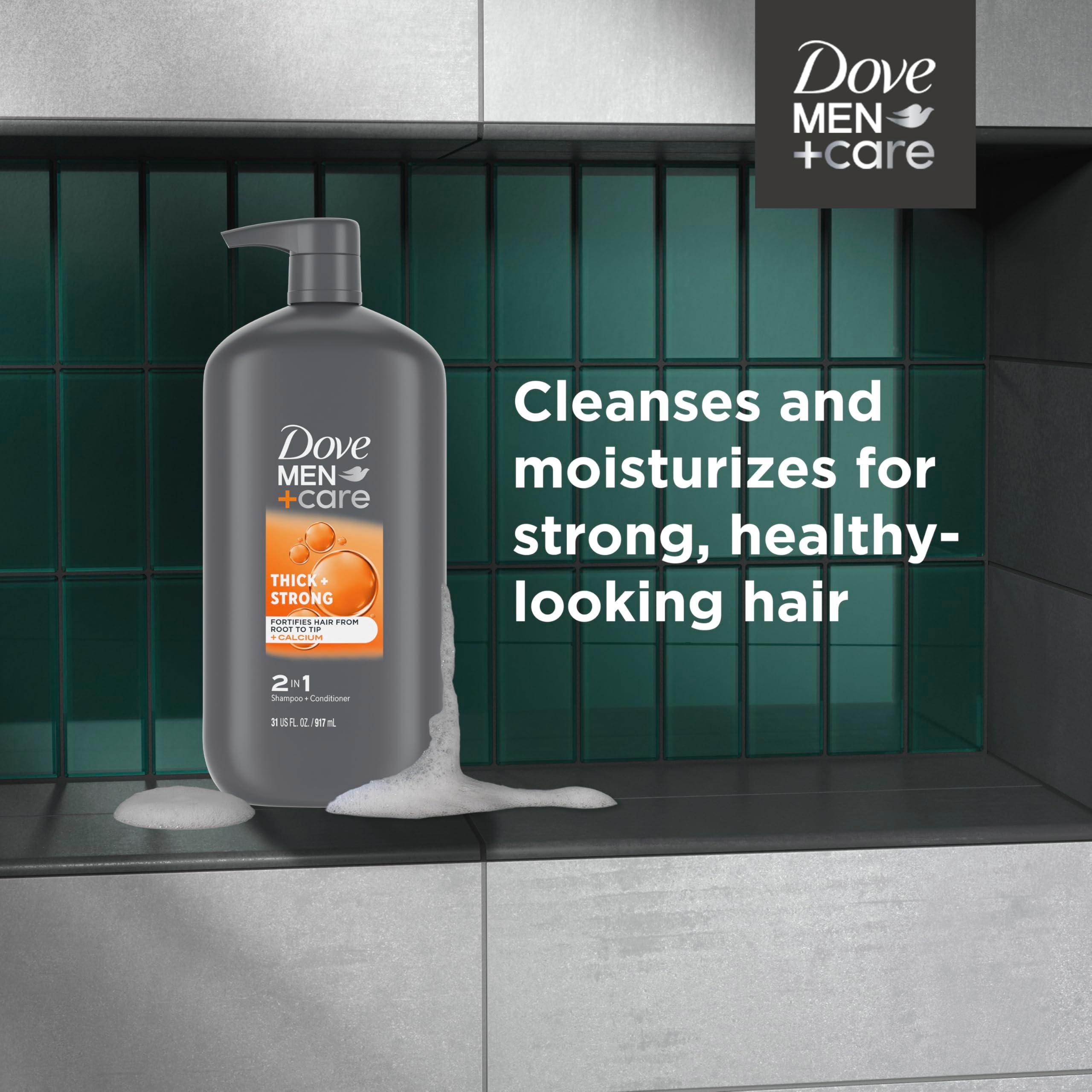 DOVE MEN + CARE 2-in-1 Shampoo + Conditioner Thick + Strong for Fortifying Hair from Root to Tip, with Calcium, 31 oz - Image 4