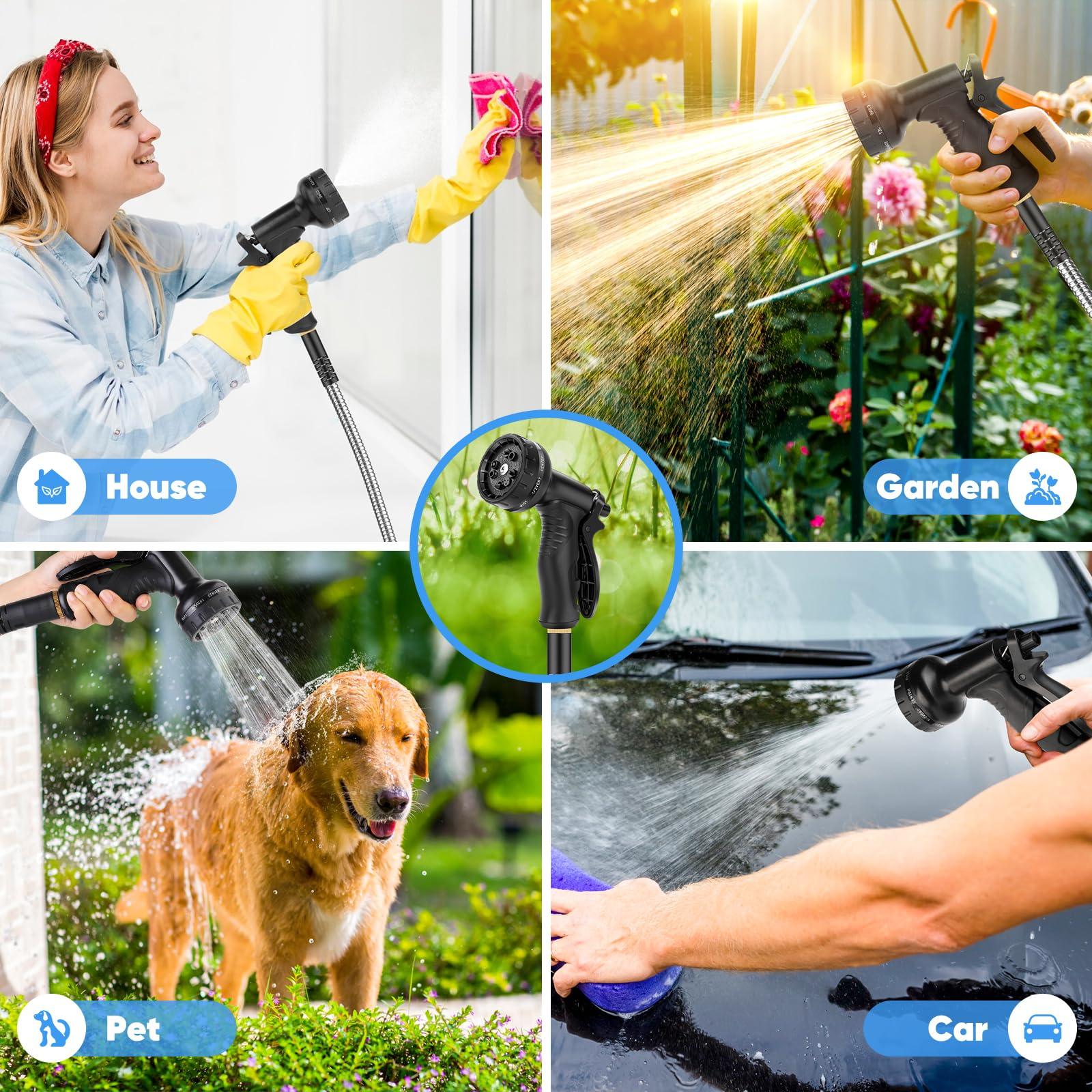 Garden Hose 50 FT, Metal Stainless Steel Water Hose with 10 Function Nozzles, No Kinks, Flexible Hose, Lightweight, Puncture Proof, Heavy Duty Hose for Yard and Outdoor - Image 8