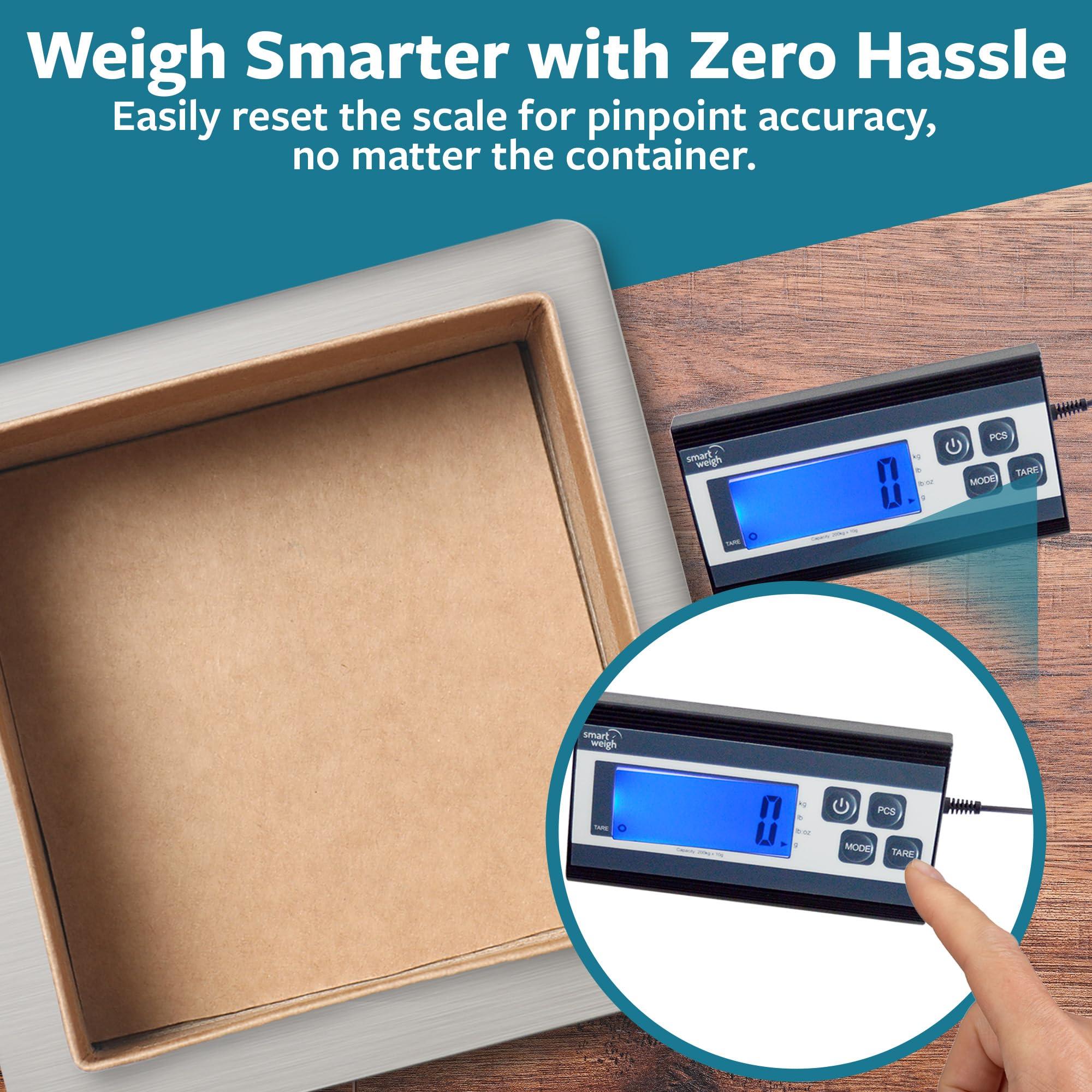 Smart Weigh 440 lbs x 1 oz. Digital Heavy Duty Shipping and Postal Scale, Package Scale with Durable Stainless Steel Large Platform, Post Office Postal Scale and Luggage Scale - Image 6