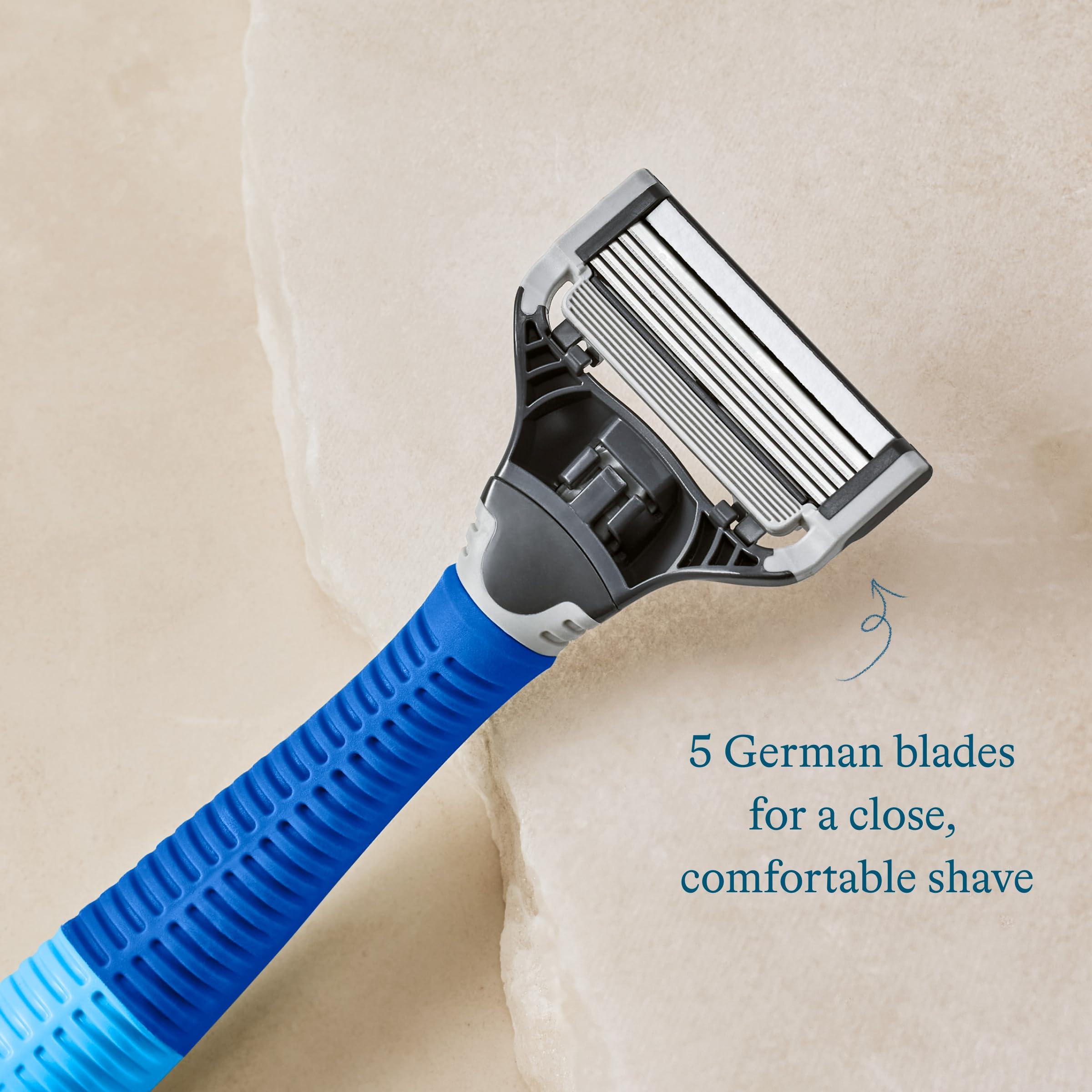 Harry's Shaving Kit for Men - Razor Handle and 3 Razor Blade Refill Cartridges - Ocean Blue - Image 4