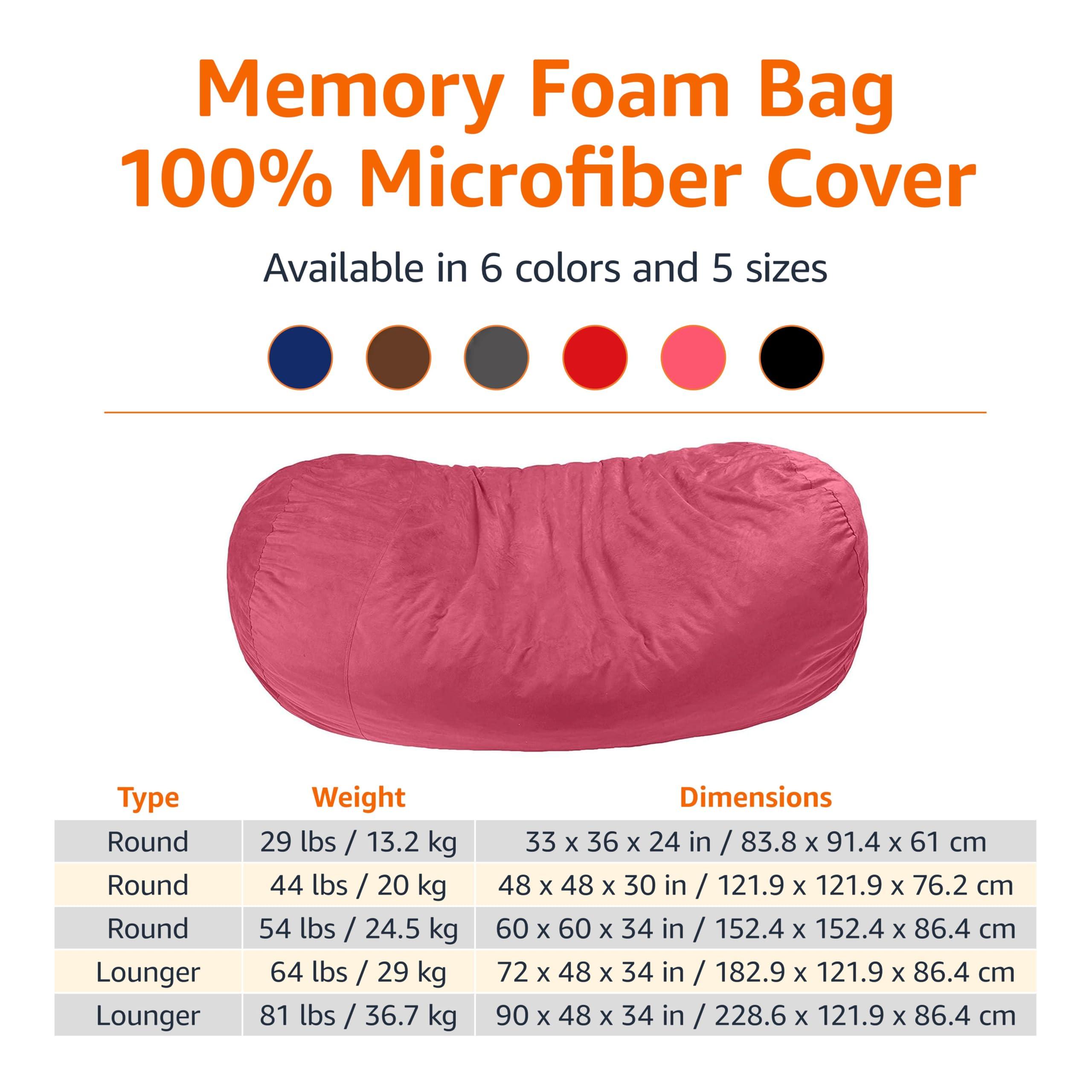 Amazon Basics Extra Large Bean Bag Chair Lounger, 7 ft Memory Foam Filled, Microfiber Cover, Pink, Solid - Image 4