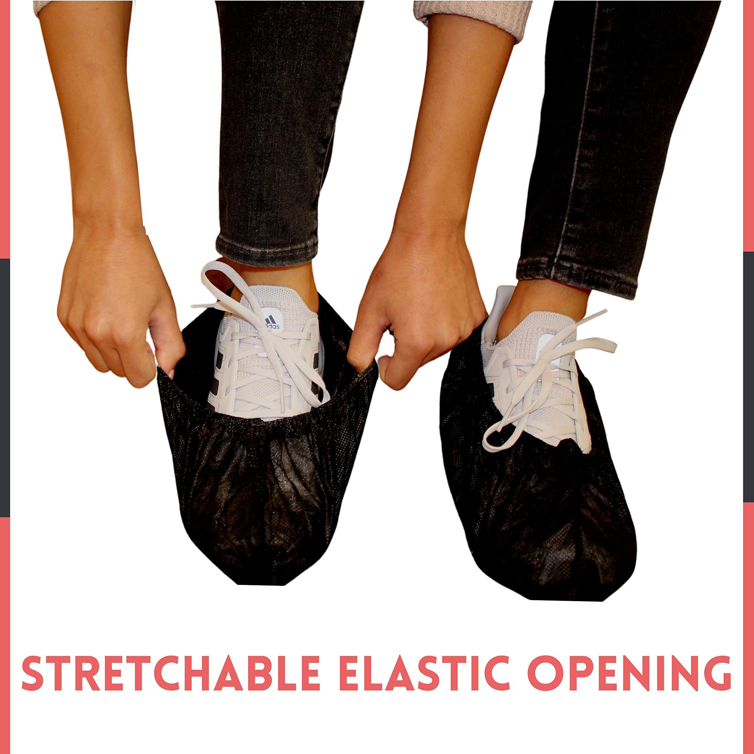 RE GOODS Shoe Covers - X Large Elastic Fit, Extra Thick, 100 Pack, Black Disposable Boot and Shoe Booties, Non Slip, Indoor Outdoor Use - Image 5