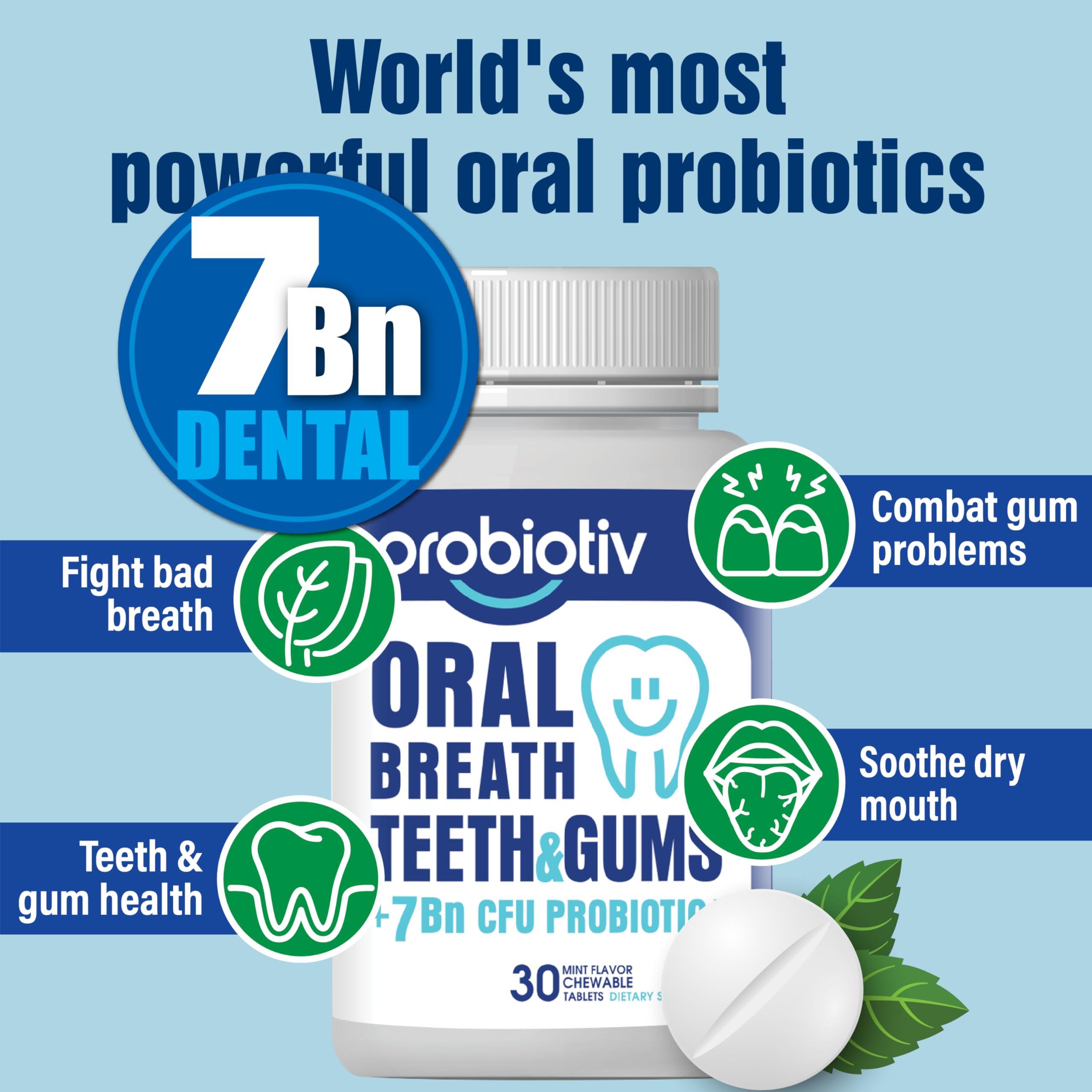 Probiotiv Oral Probiotics for Mouth Bad Breath 7 Billion CFU - Chewable Dental Probiotics for Teeth & Gums, Fresh Breath Freshener & Dry Mouth Relief, Supports Oral Microbiome - Image 5