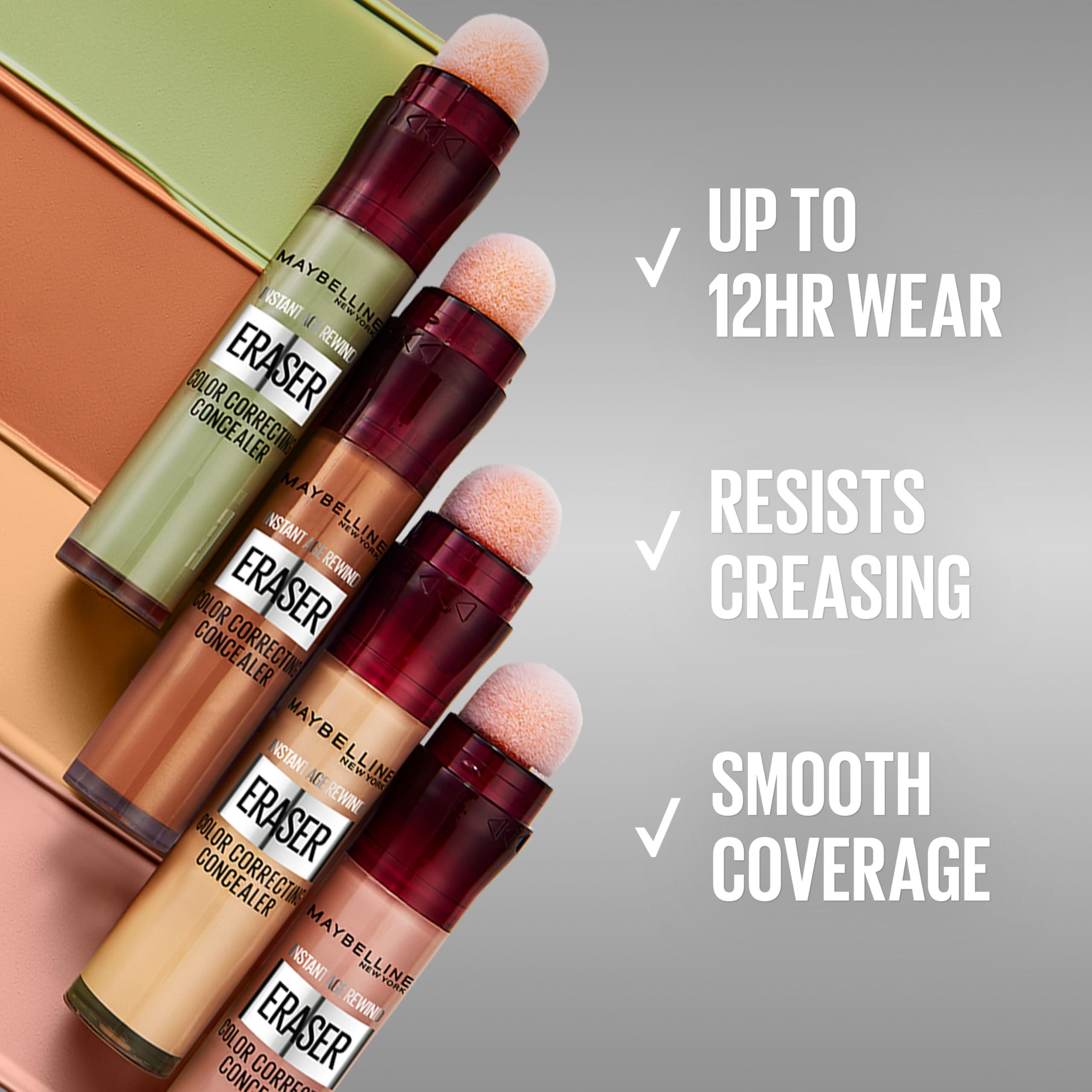 Maybelline Instant Age Rewind Instant Eraser Color Correcting Concealer, Crease-Resistant Coverage, Up to 12HR Moisturizing Wear, Green Color Corrector, 151, 1 Count - Image 4