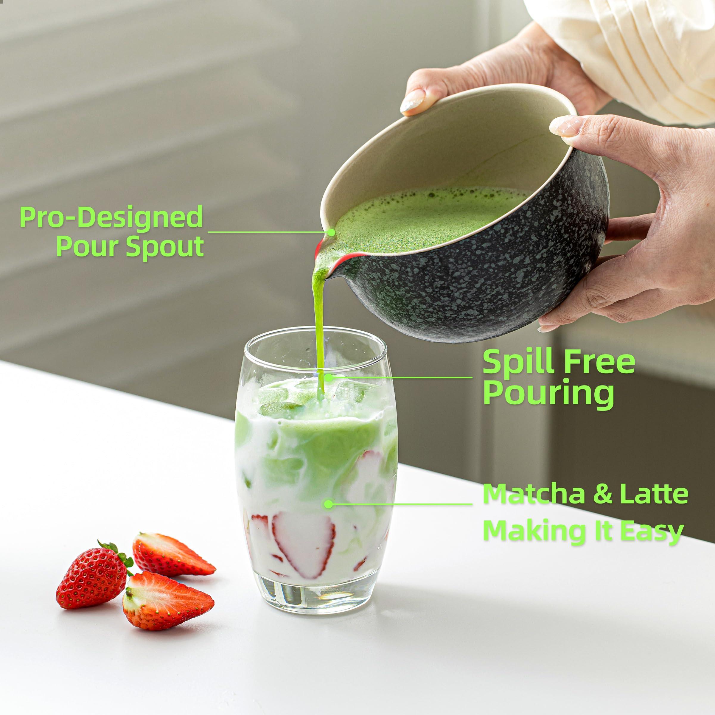 TEANAGOO 9 Pcs Matcha Whisk Set,Ceramic Matcha Set,Matcha Kit for Ceremony,Matcha Tea Set for Making Breakfast/Matcha Latte,Matcha Whisk and Bowl Set with 2 Matcha Cups(7.2oz),Gift for Matcha Lover - Image 6