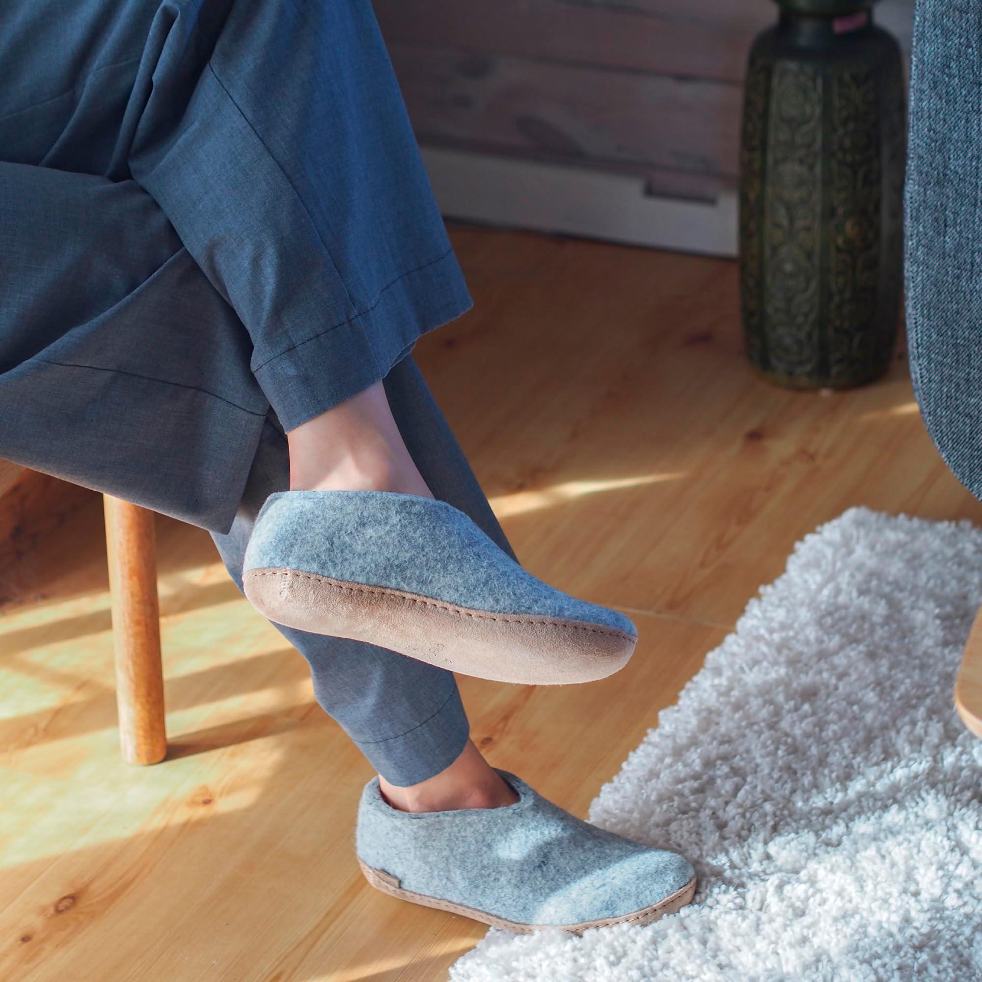 Glerups 100% quality wool mix Slipper with leather sole - Unisex Slip-on - Image 6