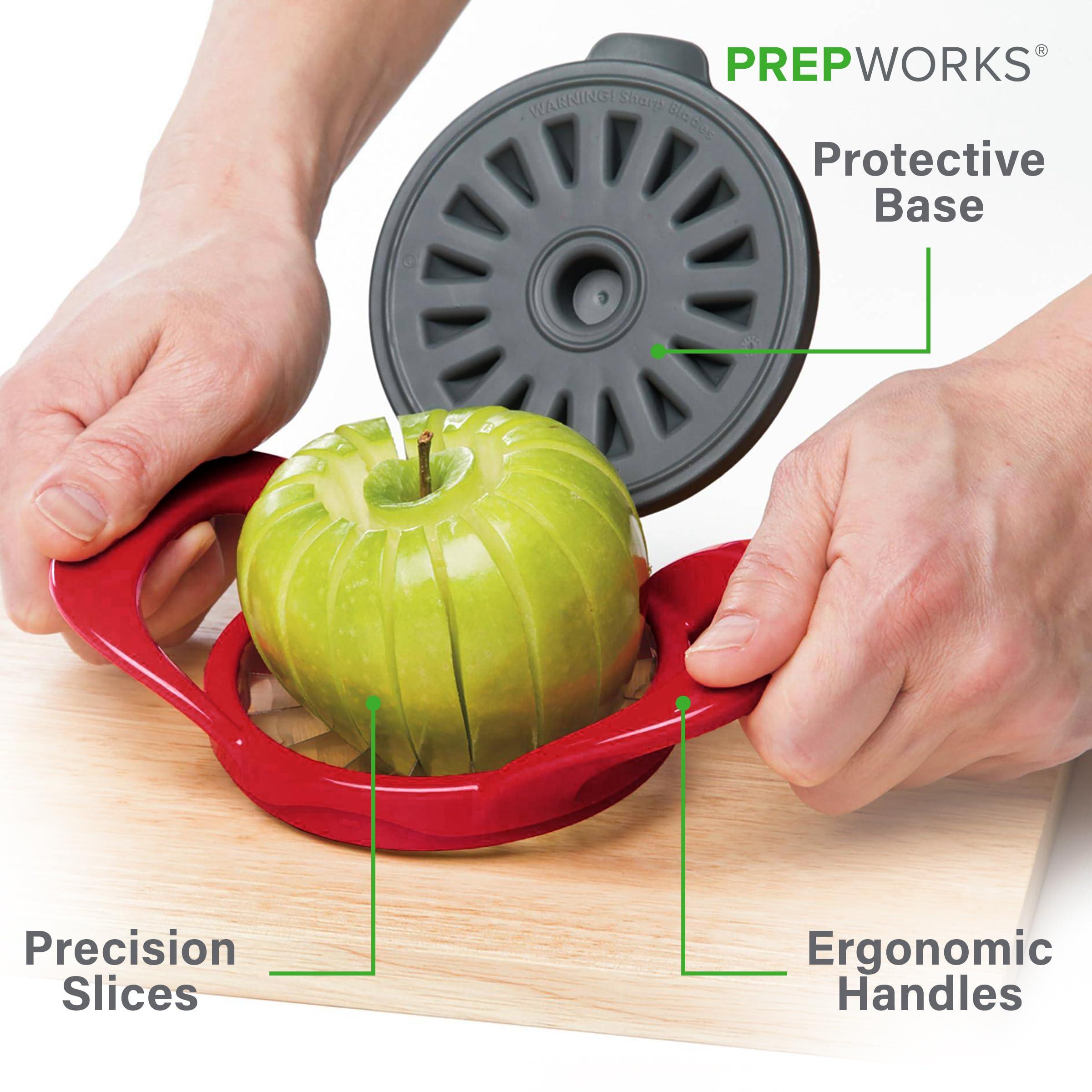 PrepWorks by Progressive Dishwasher Safe 16-Slice Thin Apple Slicer and Corer with Attached Safety Cover (Red) - Image 6
