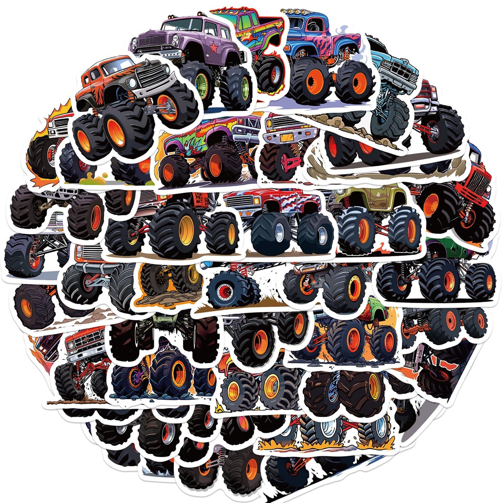 50PCS Monster Truck Stickers - Monster Truck, Car, Bike & More - Waterproof, Cool Gifts for Kids - Image 5