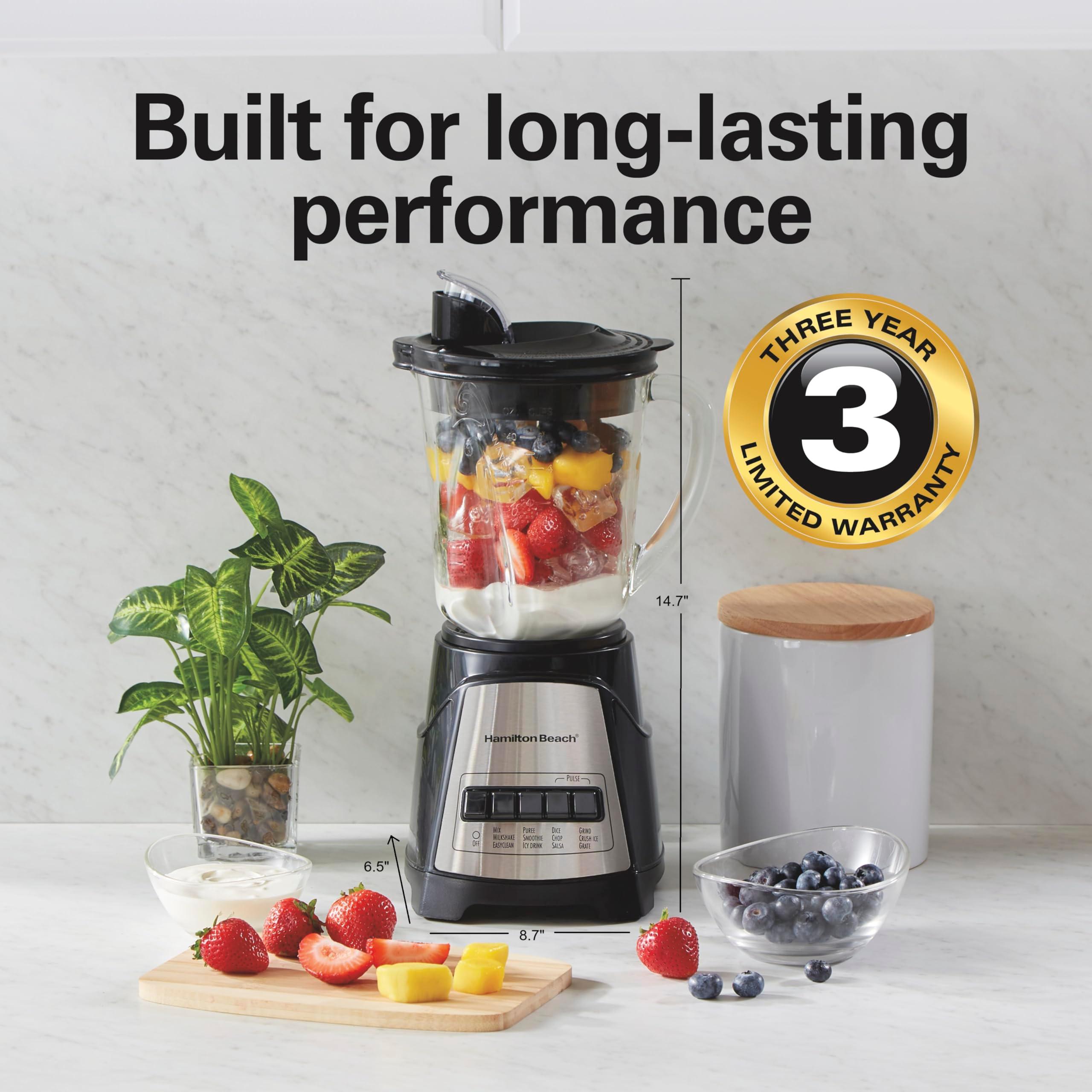 Hamilton Beach Power Elite Wave Action Blender For Smoothies, 40 Oz Glass Jar, 12 Functions Including Puree, Crush Ice, 700 Watts - Black (58148A) - Image 7