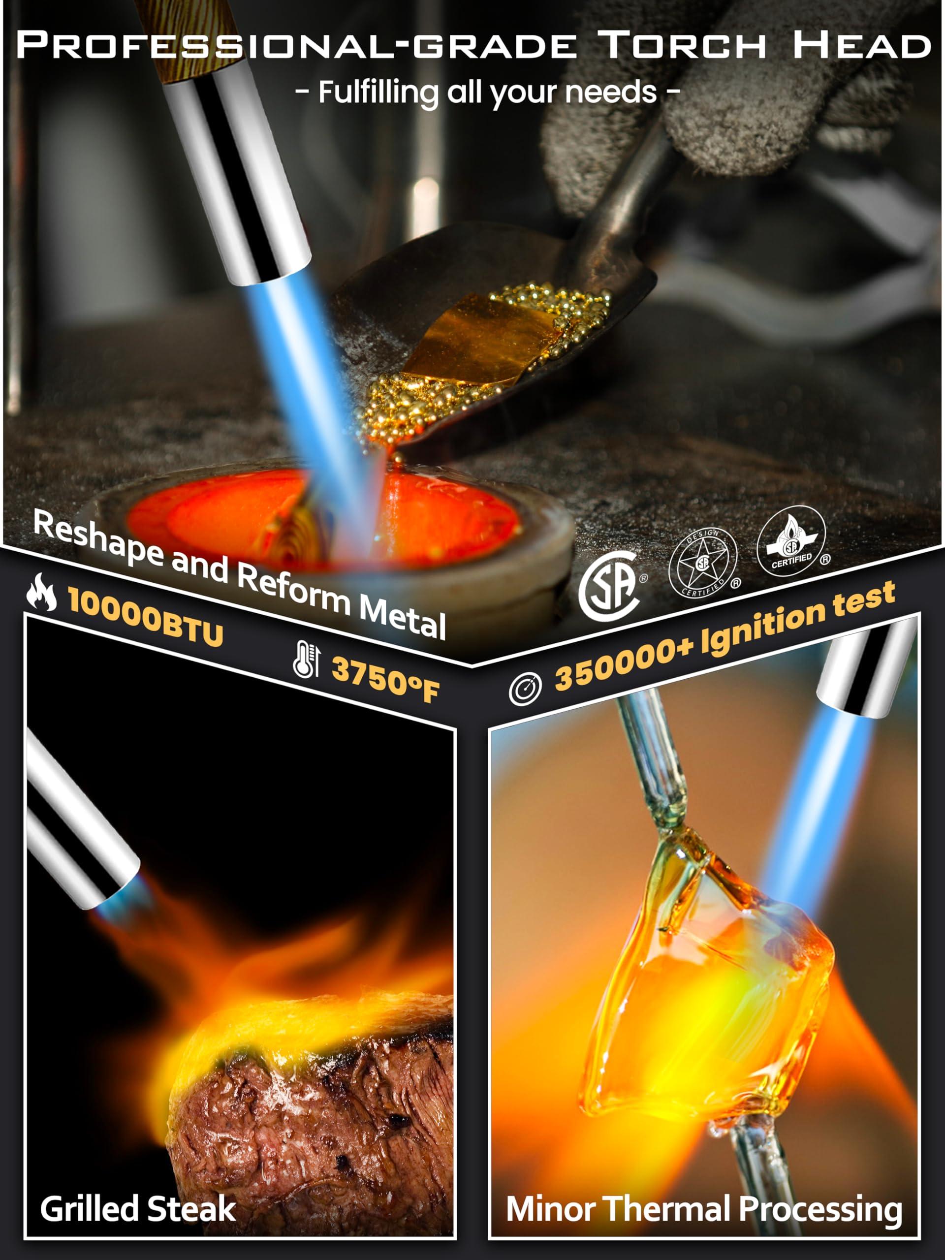 RTTOOA Propane Torch Head, GJ-8000pro High Intensity Torch Head, Trigger Start Gas Torch Kit for Propane, Pencil Flame Welding Torch Fuel by Mapp/Map/Propane, Soldering, Cooking（CSA Certified) - Image 2