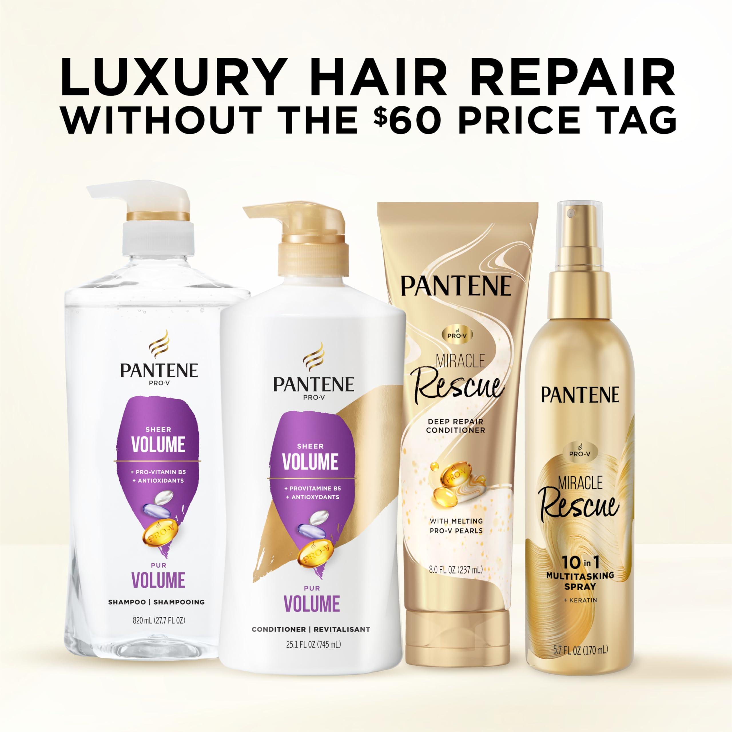 Pantene Shampoo, Sheer Volume - Lightweight Nourishment for Fine, Color-Treated Hair, 72-Hour Fullness and Body, 27.7 Oz Each, 2-Pack + Miracle Rescue Shot (0.5 Oz) - Image 7