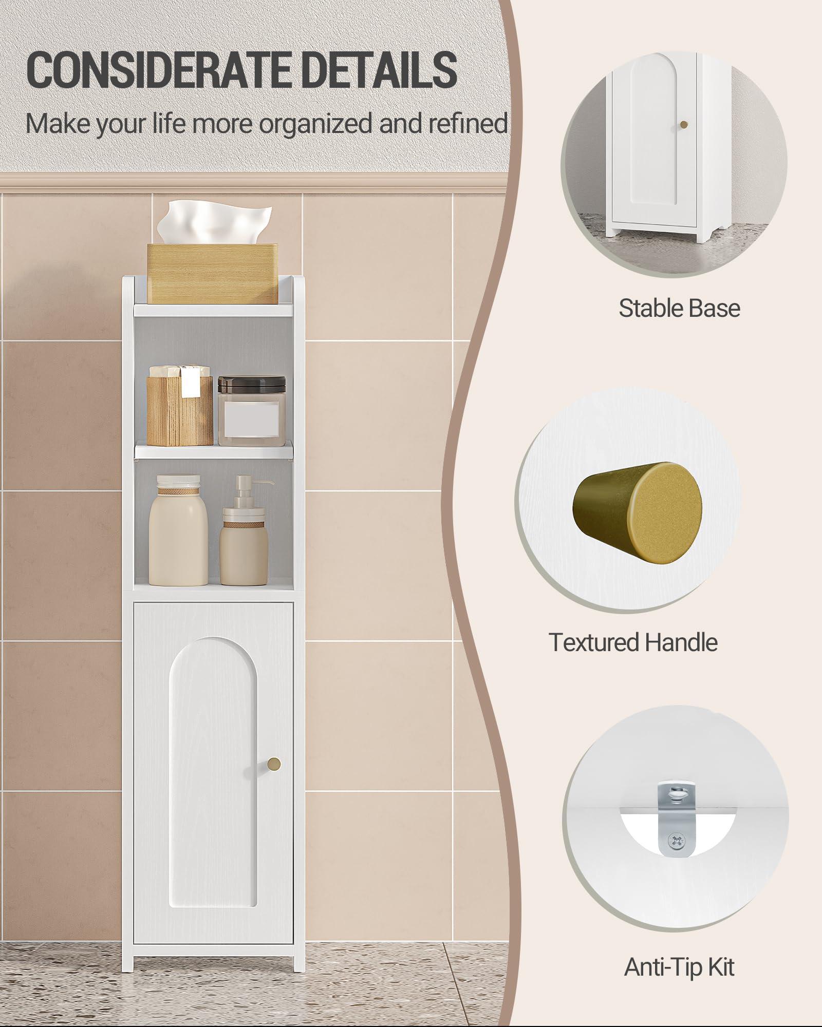 Hzuaneri Bathroom Storage Cabinet, Corner Floor Cabinet with Doors and Adjustable Shelf, Narrow Toilet Paper Cabinets, Bathroom Organizer for Small Spaces, White BC19703X - Image 7