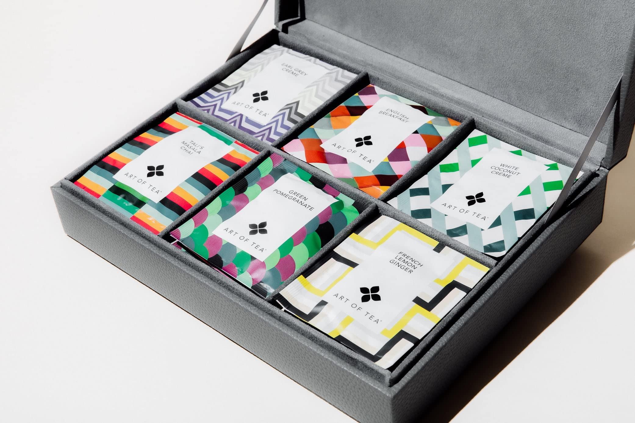 Art Of Tea | 6 Section Leatherette with Assorted Tea bags | Tea Assortment Gift Box