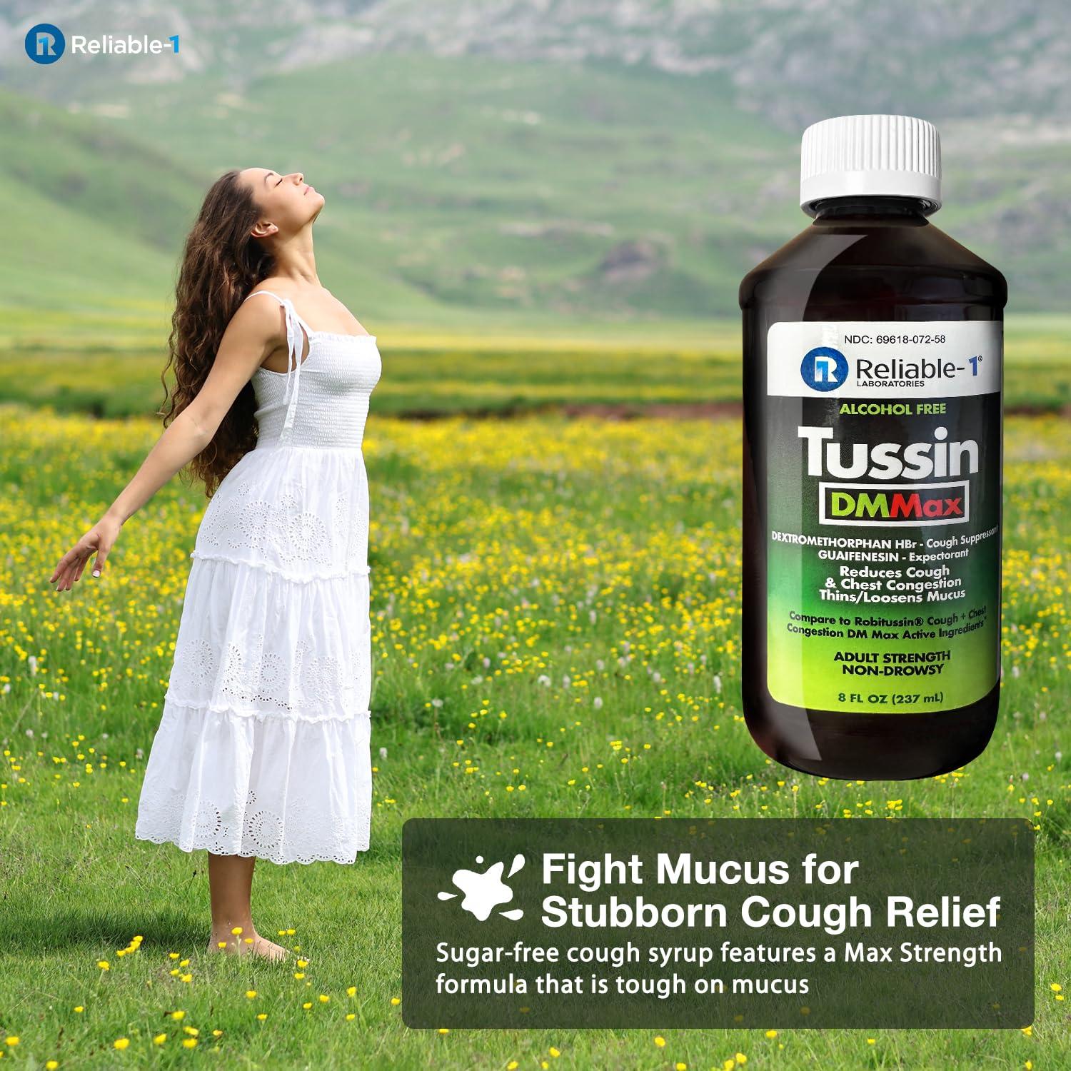 Reliable-1 Laboratories Tussin DM MAX Cough Suppressant, Reduces Cough & Chest Congestion, Thins/Loosens Mucus, Adult Strength Non-Drowsy, 8 FL OZ (237 ML) - Image 5