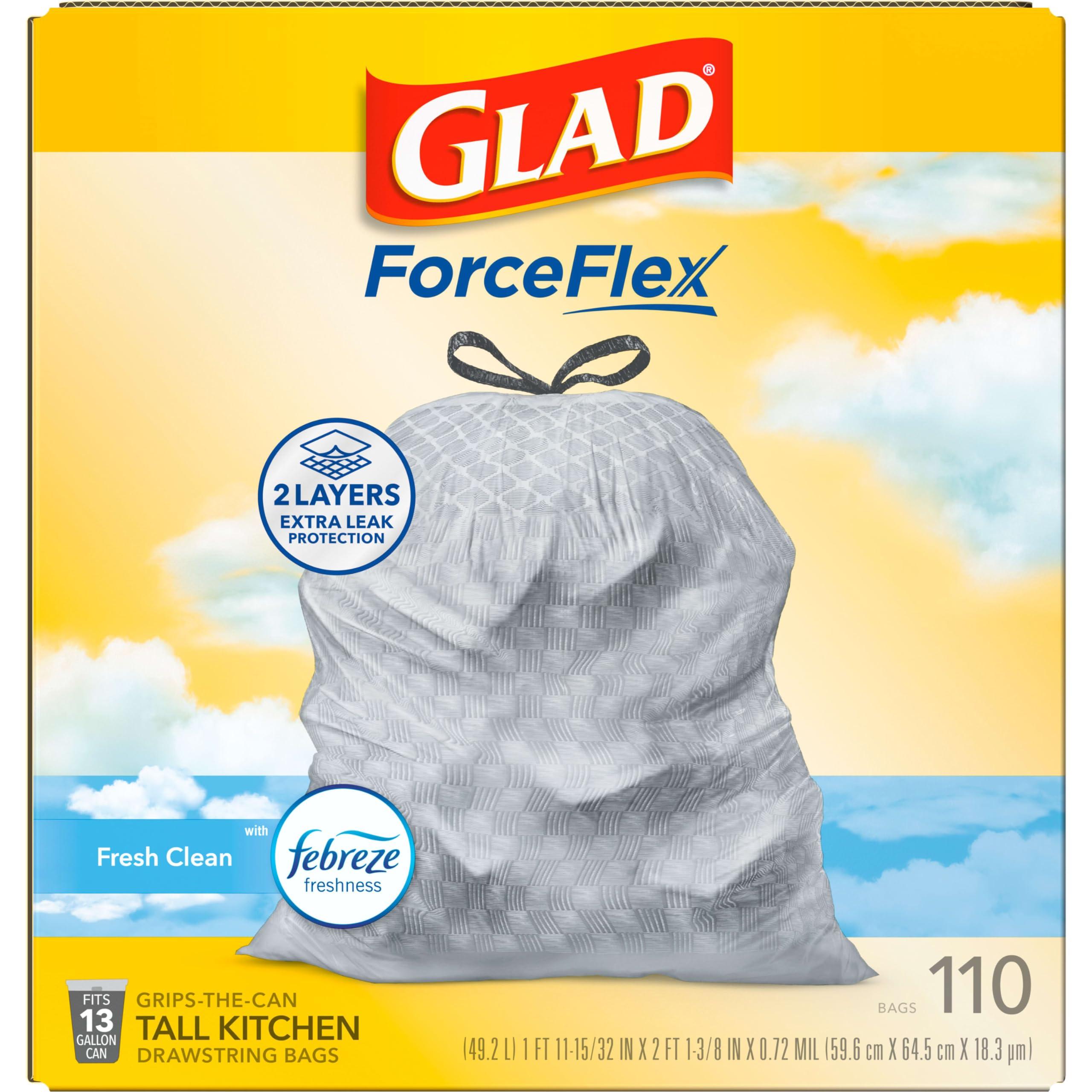 Glad Tall Kitchen Drawstring Trash Bags - Odorshield 13 Gallon White Trash Bag, Febreze Fresh Clean, 110 Count - Image 9