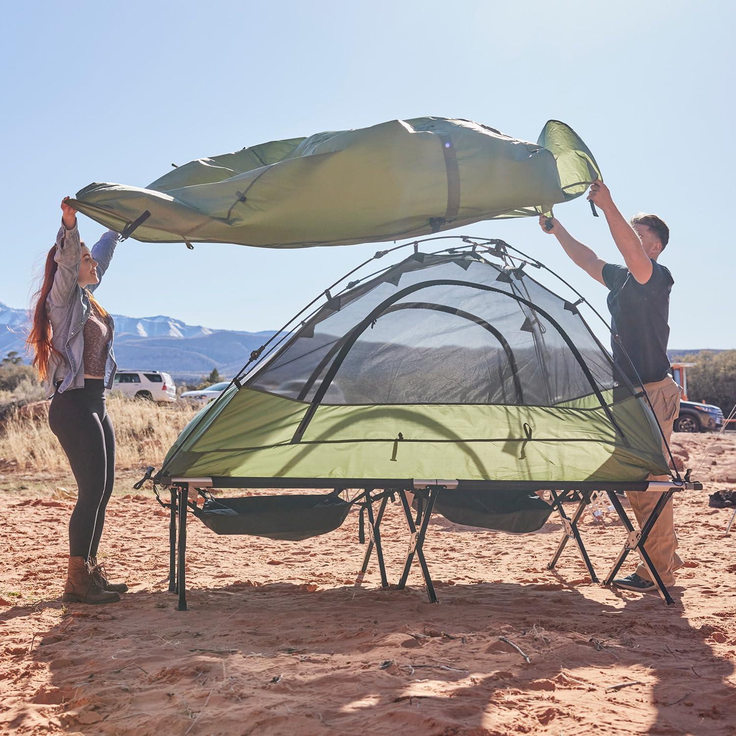 Teton Camping Cot with Patented Pivot Arm, Folding Camping Cot, Durable Heavy Duty Canvas, Comfortable Sleeping Bed for Adults, Portable - Image 7