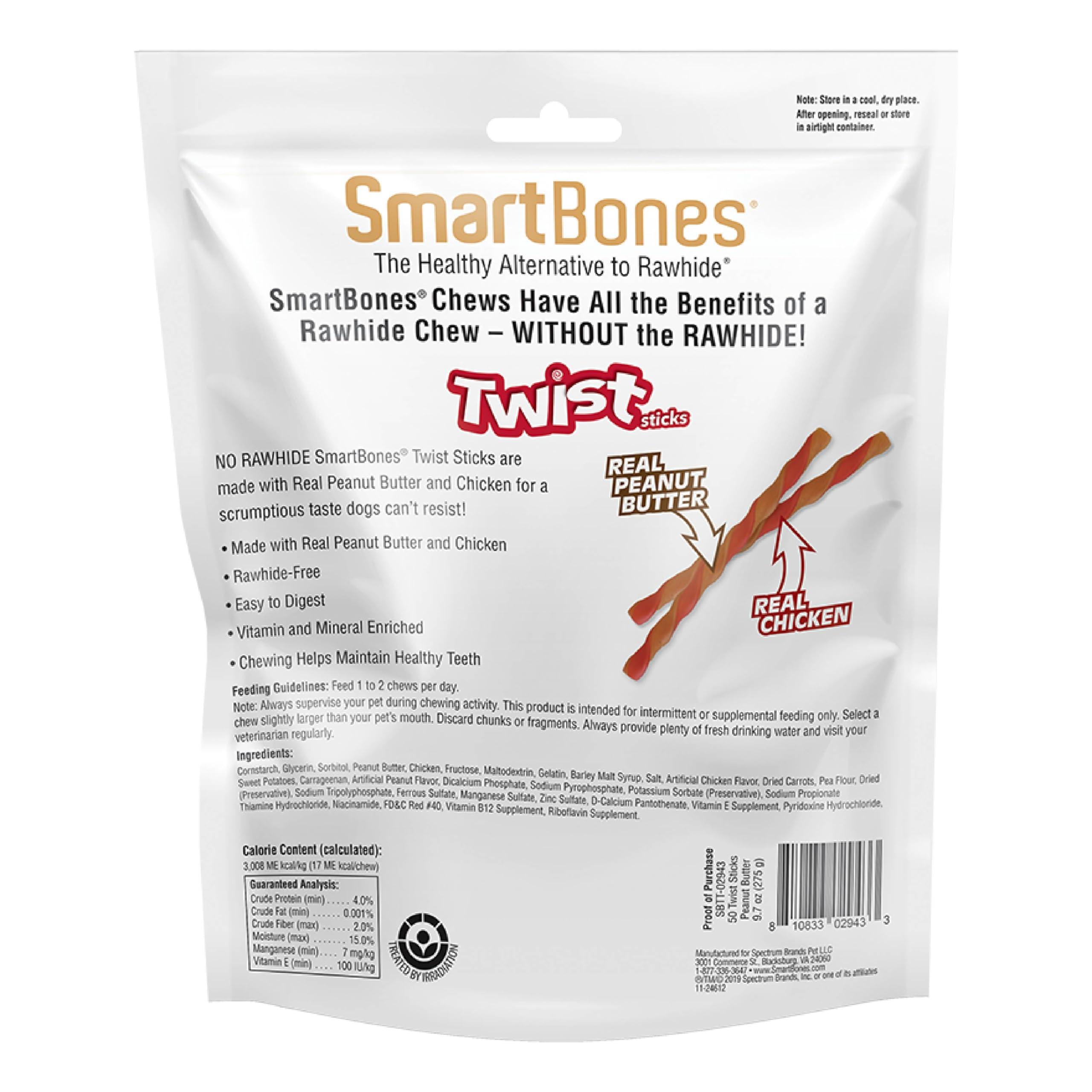 SmartBones Smart Twist Sticks With Peanut Butter, Rawhide-Free Chews For Dogs, 50 Count - Image 2