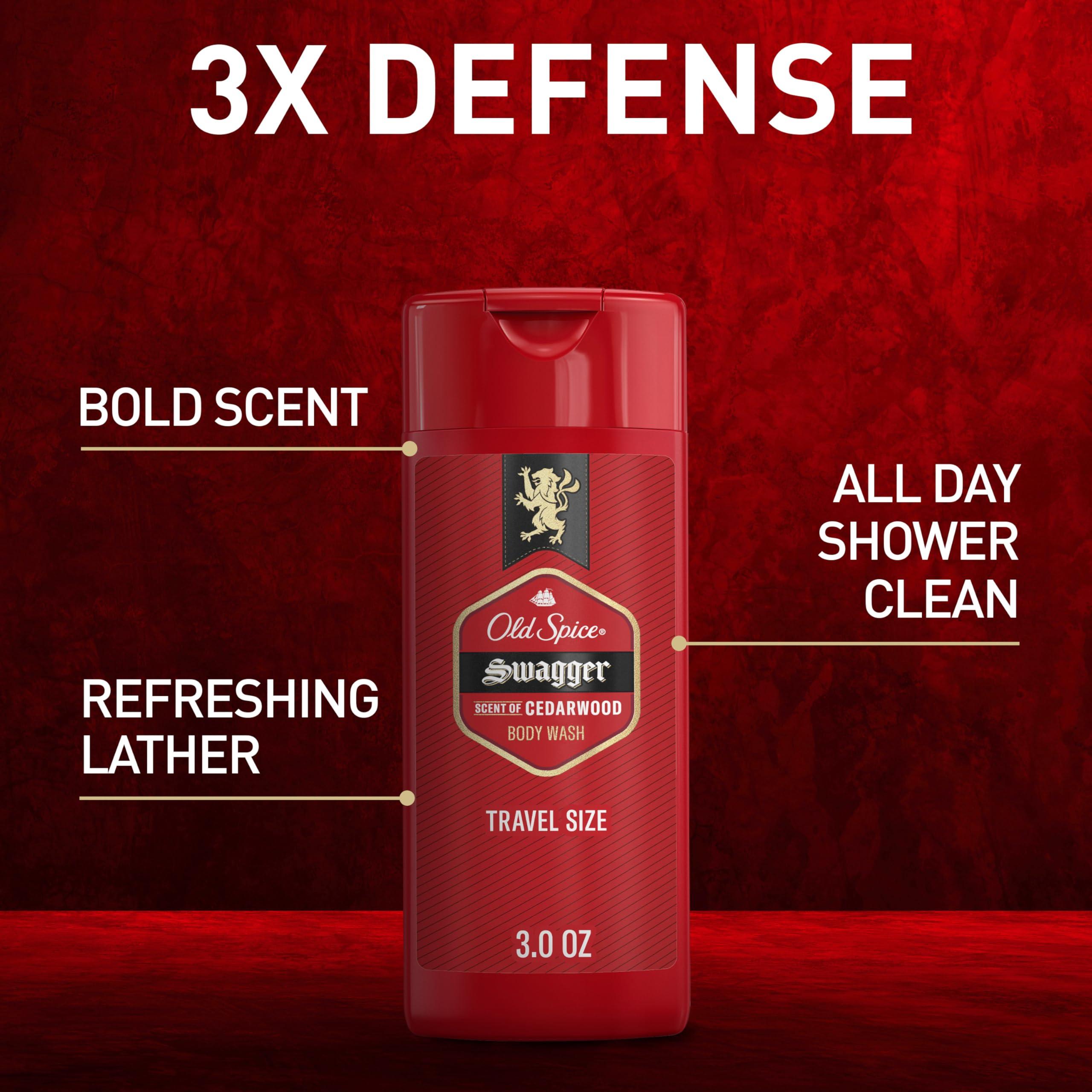 Old Spice Refreshing Body Wash for Men, 3X Defense, 24/7 Shower Fresh with Long Lasting Scent, Travel Size, Red Collection, Swagger with Cedarwood Scent, 3 oz - Image 2