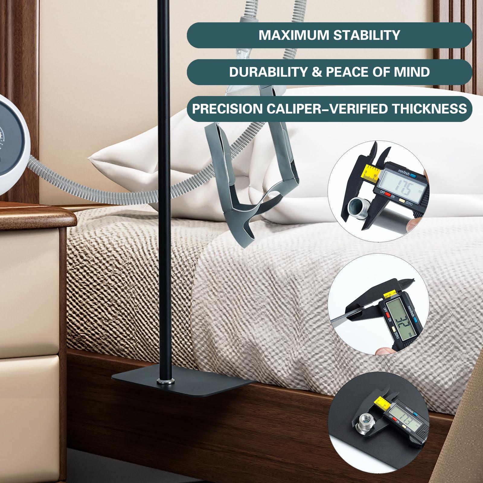 CPAP Hose Holder, CPAP Hose Holder for Bed Adjustable Height and Angle, CPAP Hose Hanger CPAP Tube Holder Avoid Hose Entanglement, CPAP Holder Bedside Anti-Rust Alloy, Black - Image 2