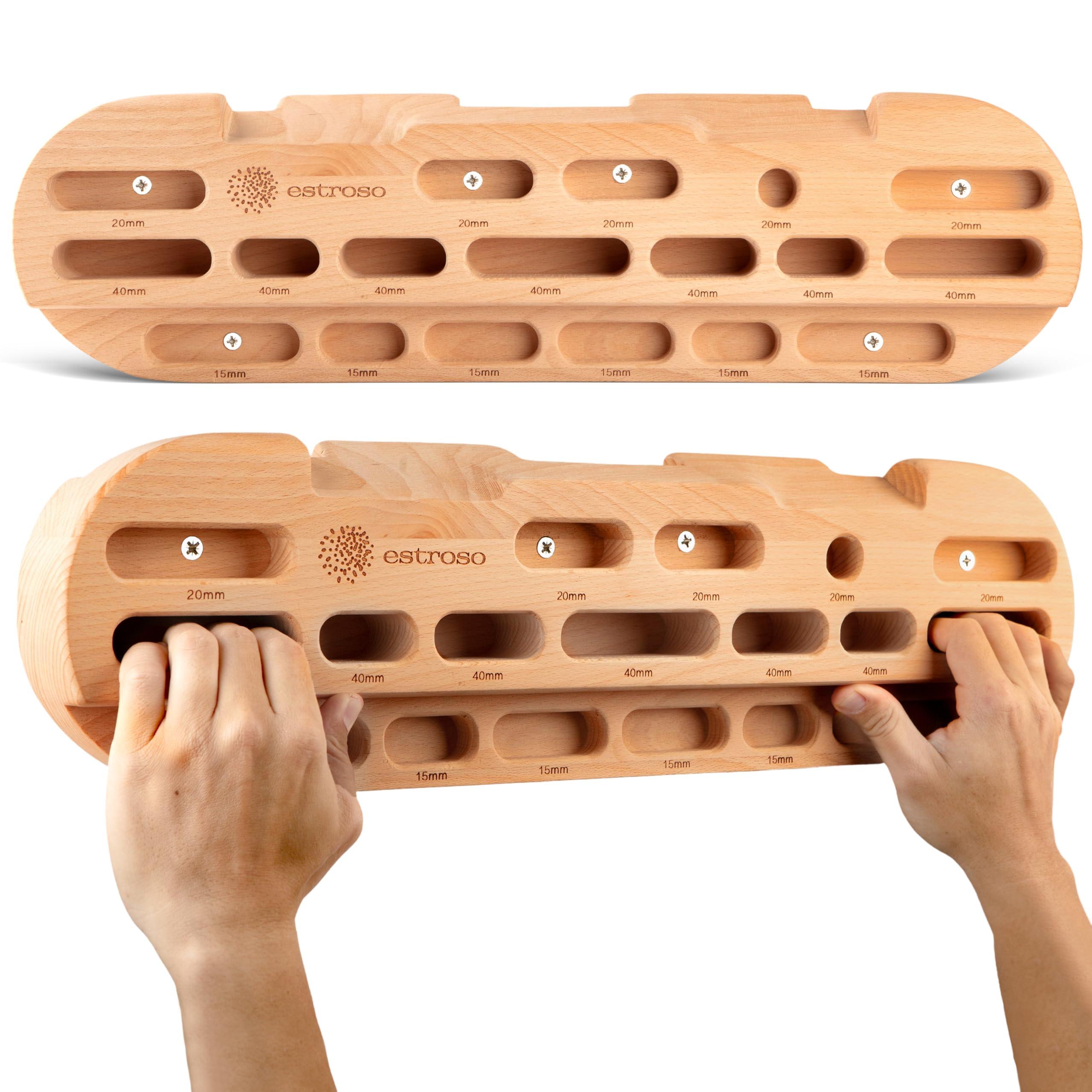 ESTROSO Wooden Hangboard - Training Hang Board with Adjustable Grip Depths, Grip Strengthener, Forearm Exerciser, Pull Ups - Climbing Fingerboard with Installation Kit - Image 7