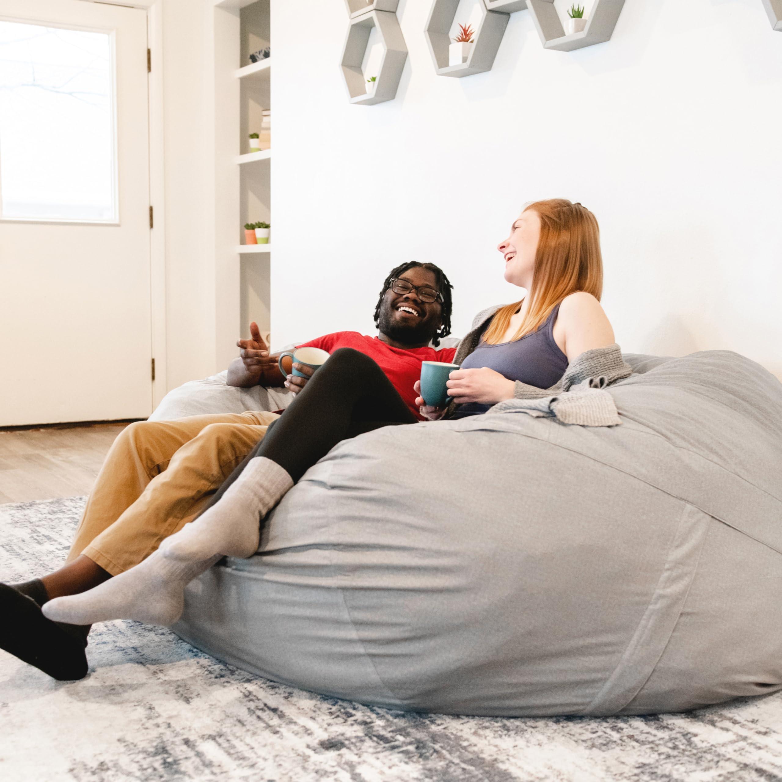 Big Joe Fuf XXL Foam Filled Bean Bag Chair with Removable Cover, Fog Lenox, Durable Woven Polyester, 6 feet Giant - Image 5