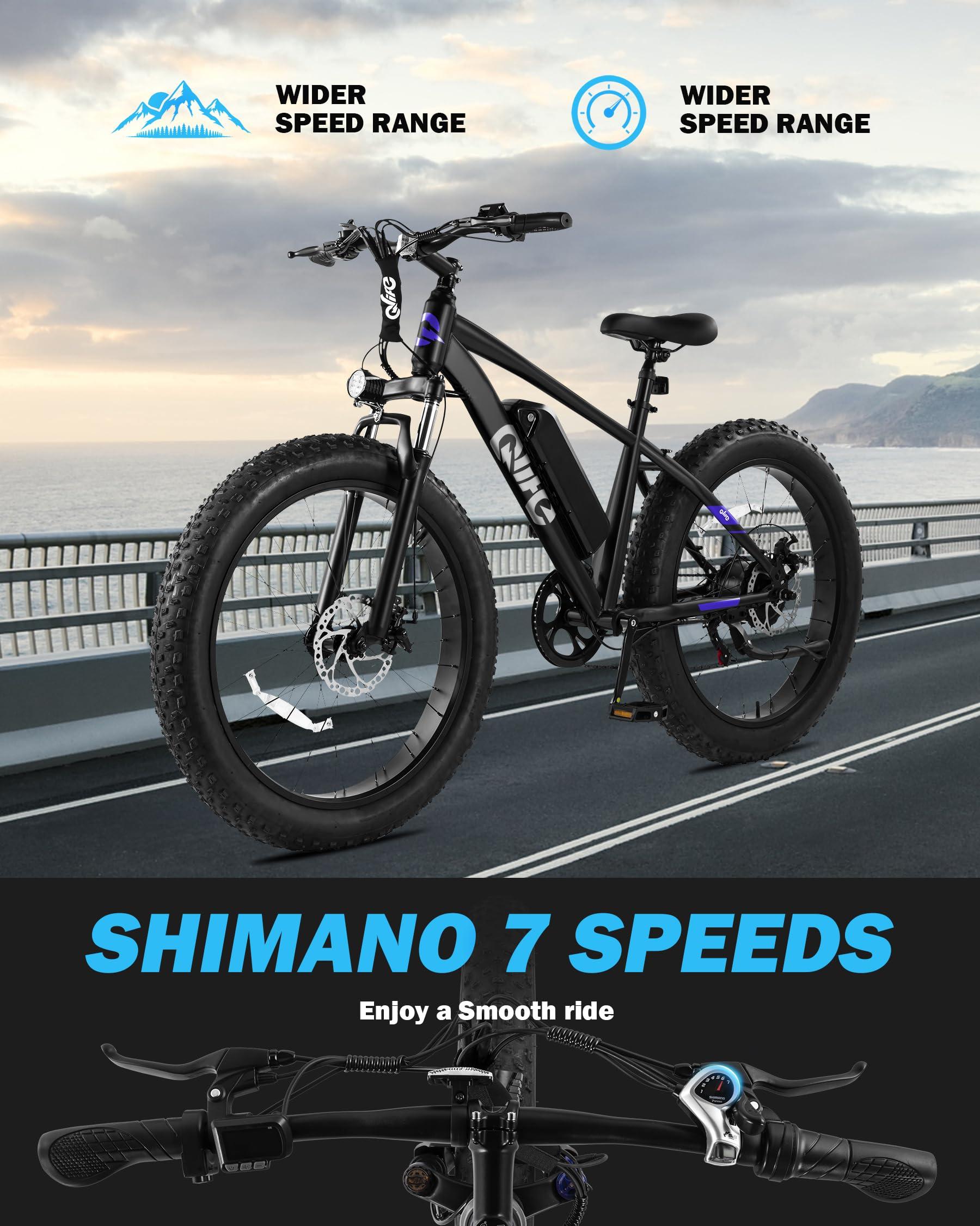 Qlife Racer Plus Adult Electric Bicycle, Peak 1000W Motor Electric Bike for Adults, Up to 28MPH 65Miles, 26x4.0 Fat Tire Electric Mountain Bike with 48V 13AH Battery, 7 Speed Front Suspension E Bike - Image 5