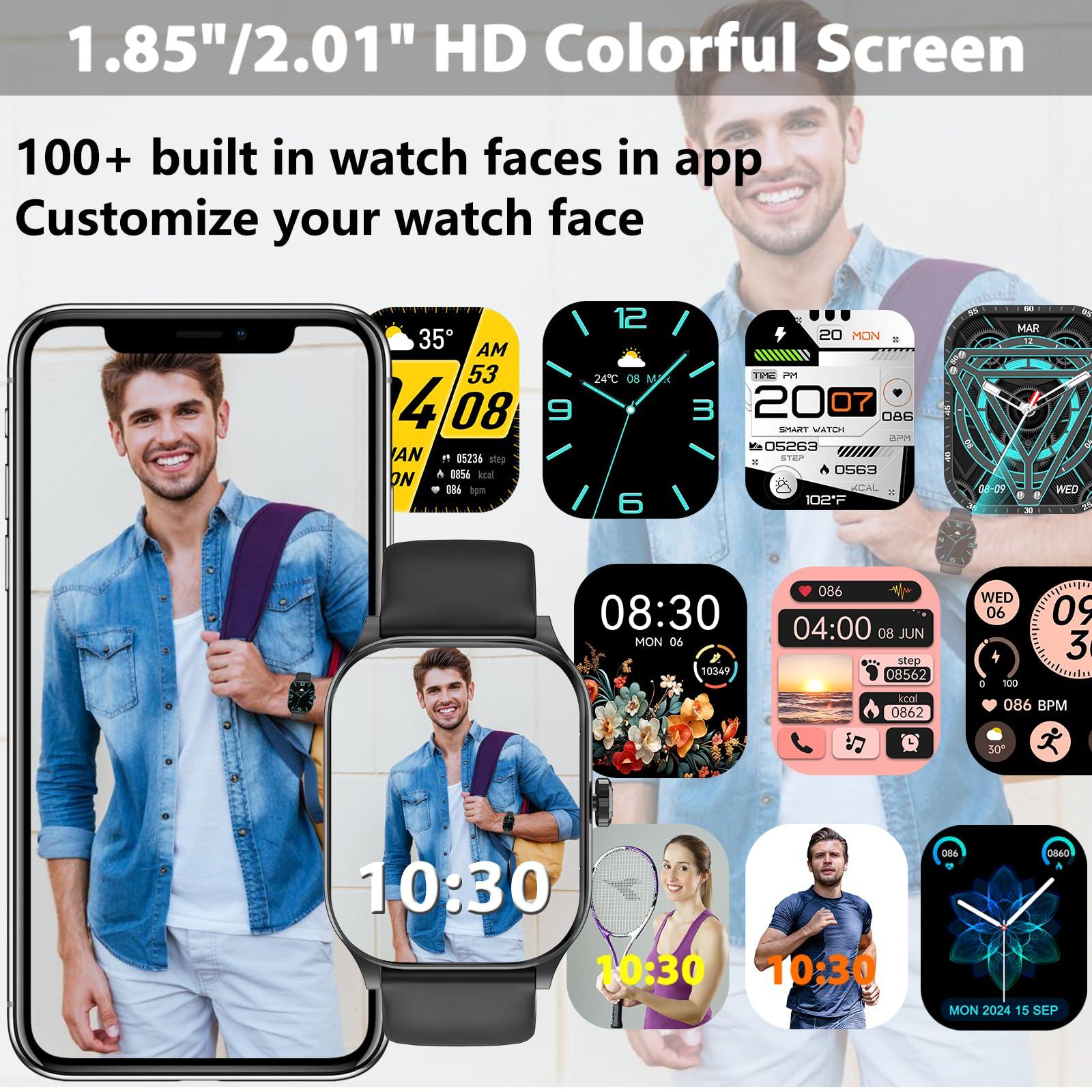 Smart Watch(Answer/Make Call), 2.01" HD Smartwatch for Women Men, Fitness Tracker with 100+ Sport Modes, IP68 Waterproof, Heart Rate/Sleep/Spo2 Monitor, Activity Tracker for Android and iPhone - Image 6