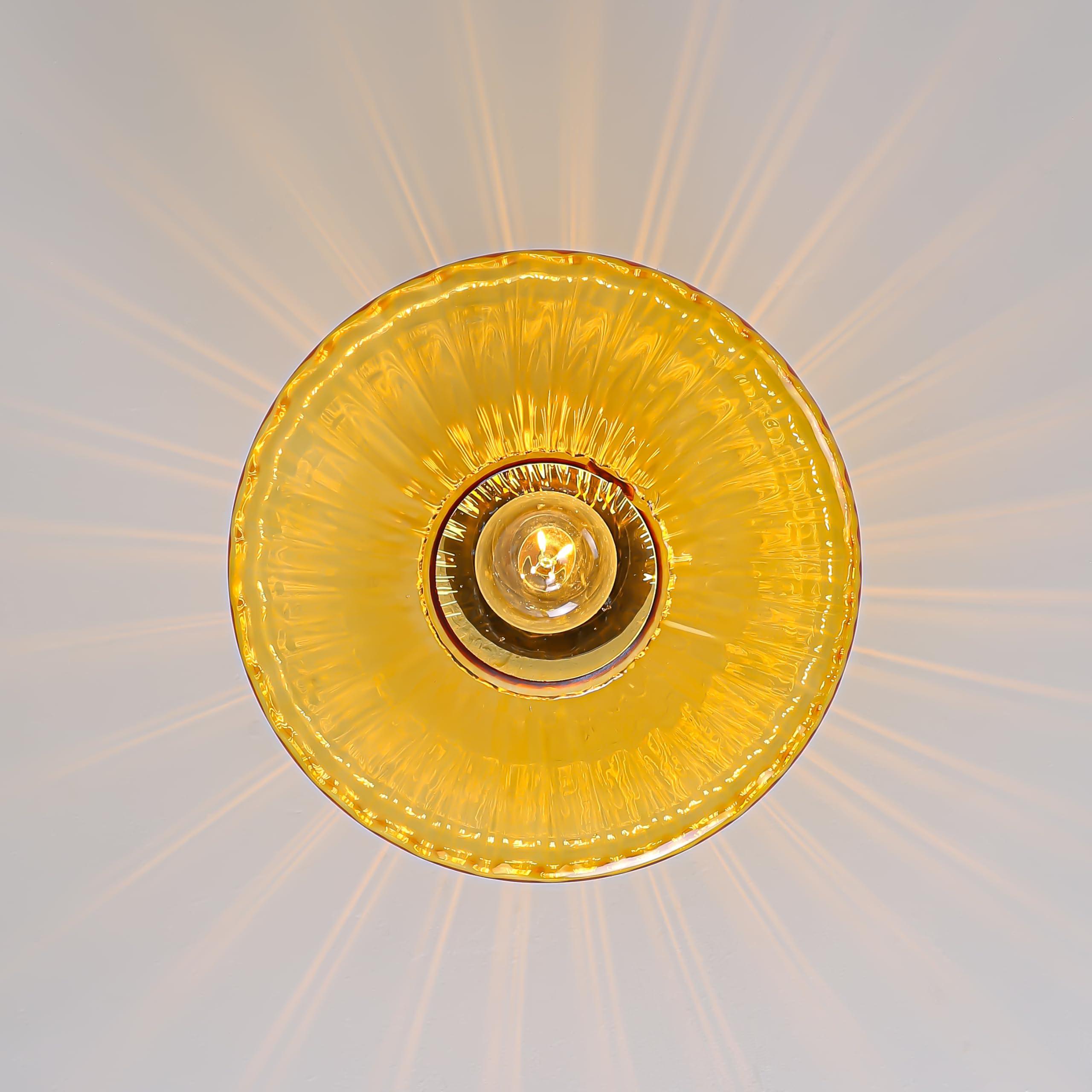 FCTWAKS Semi Flush Mount Ceiling Light, 11.8" Mid Century Modern 1-Light Close to Ceiling Light Fixtures with Drum Amber Glass Shade for Bedroom Entryway Hallway Porch Foyer - Image 8
