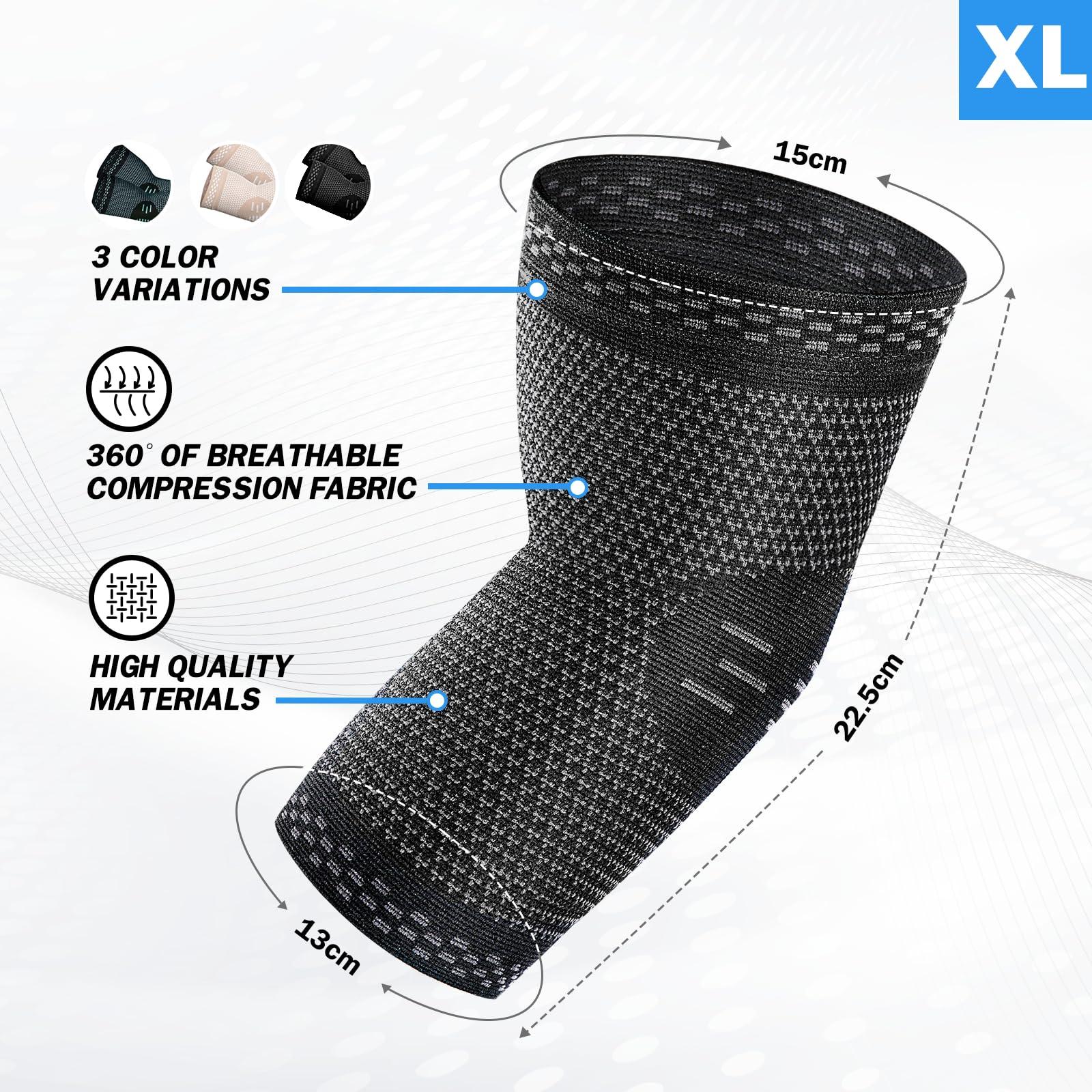 POWERLIX Elbow Orthopedic Brace Compression Support (Pair) - Elbow Sleeve for Tennis, Golfer’s, Bursitis, and Sprains, Arthritis, Tendonitis. Pain Relief(Black, L) - Image 9