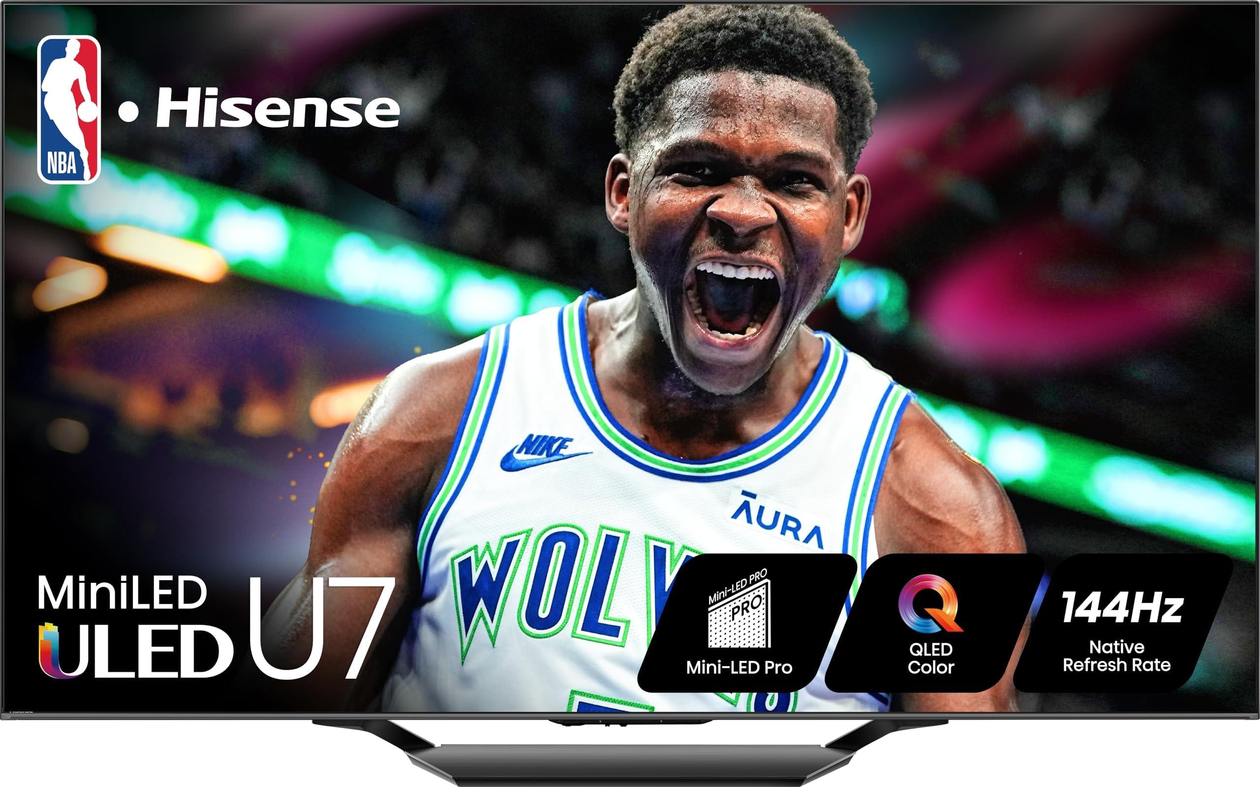 Hisense 65-Inch Class U7 Series Mini-LED ULED 65U7N, QLED, Full Array Local Dimming, Google Smart TV, Alexa Compatibility, 144Hz Game Mode Pro, VRR, 4K UHD, 2024 Model, Dolby Vision IQ, Dolby Atmos
