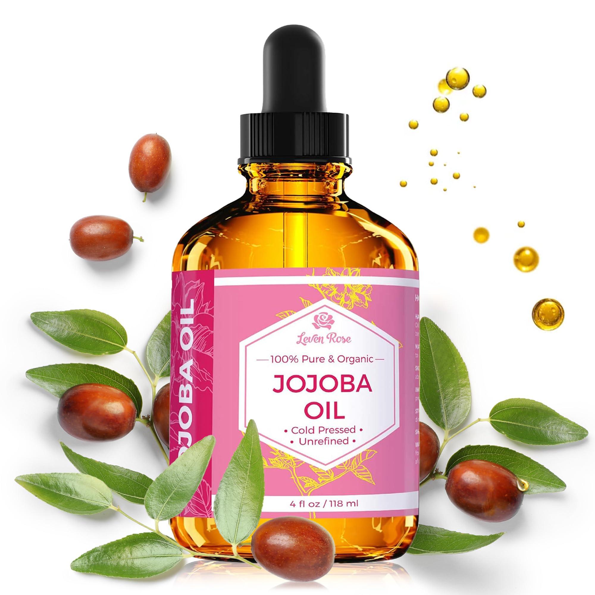 Leven Rose Jojoba Oil Organic, Pure Cold Pressed Natural Unrefined Moisturizer for Skin Hair and Nails 4 oz - Image 2