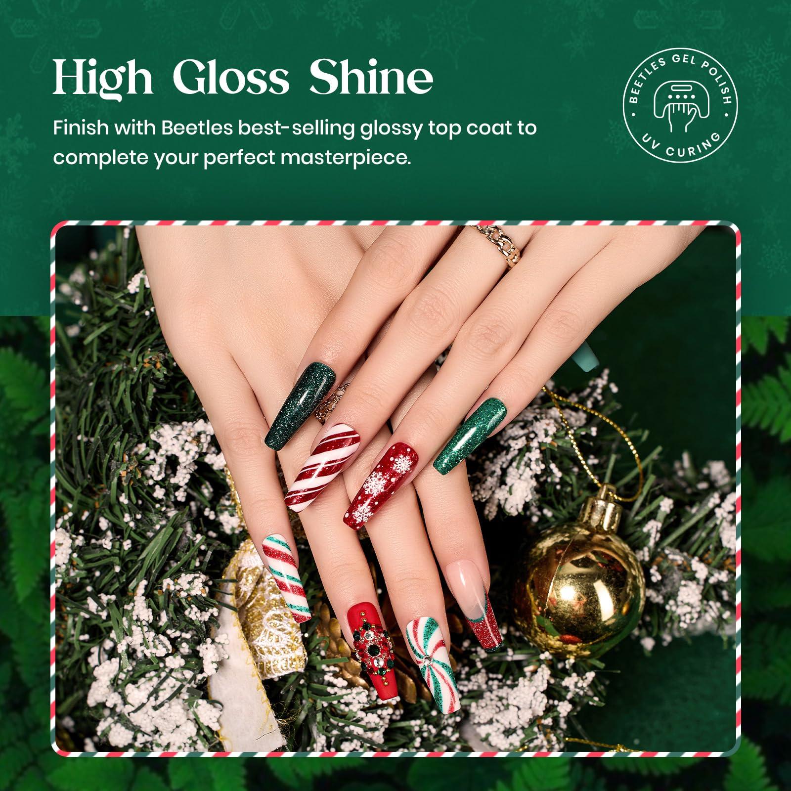 Beetles Carnival Evergreen Gel Nail Polish Set 6 Pcs Glitter Green Sparkle Gel Polish Kit Soak Off UV Nail Lamp Avocado Dark Green Nail Gel Nail Kit Nail Art Design - Image 4