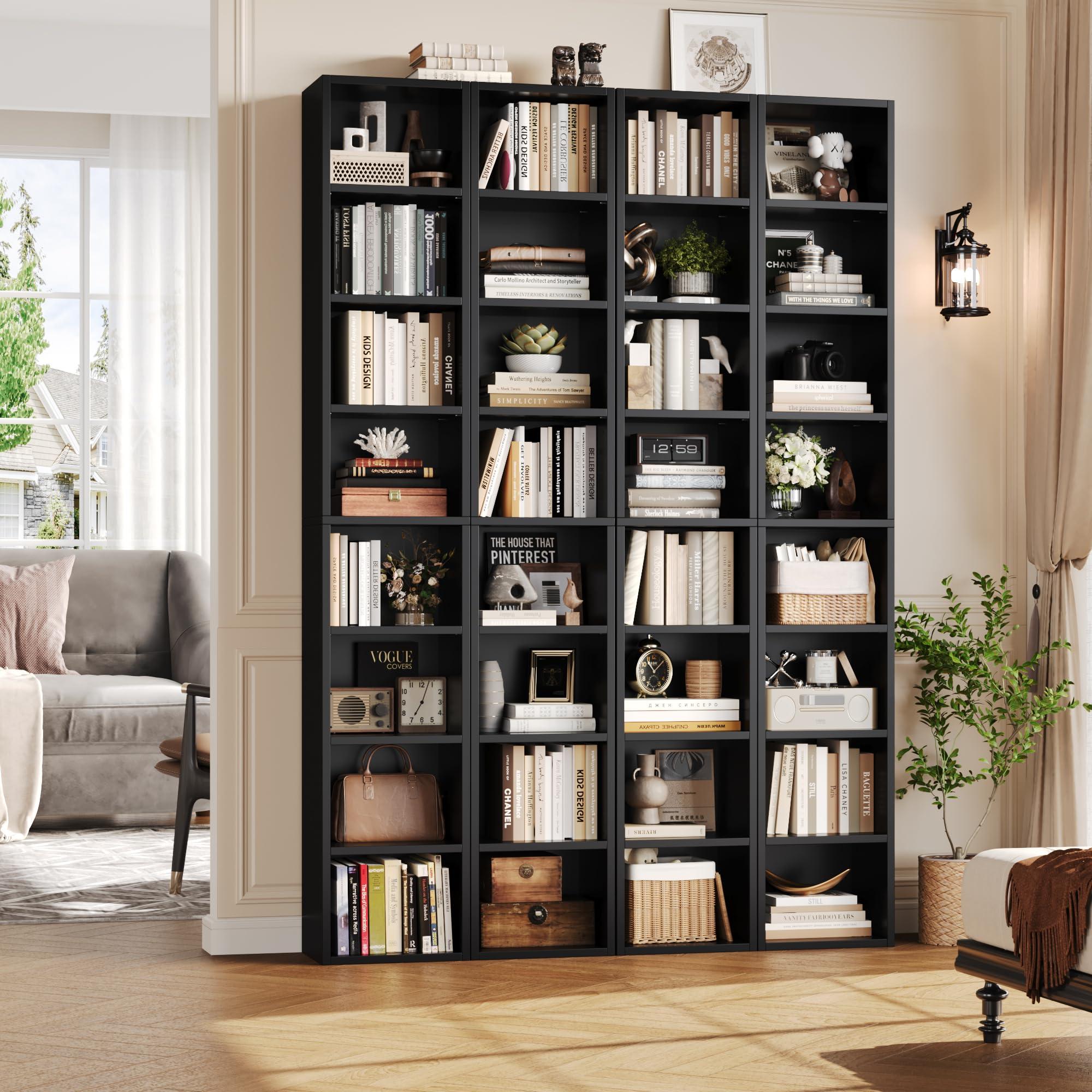 FOTOSOK 8-Tier Media Tower Rack, 11.6 X 9.3 X 70.9 Inches CD DVD Slim Storage Cabinet with Adjustable Shelves, Tall Narrow Bookcase Display Bookshelf for Home Office, Black - Image 4