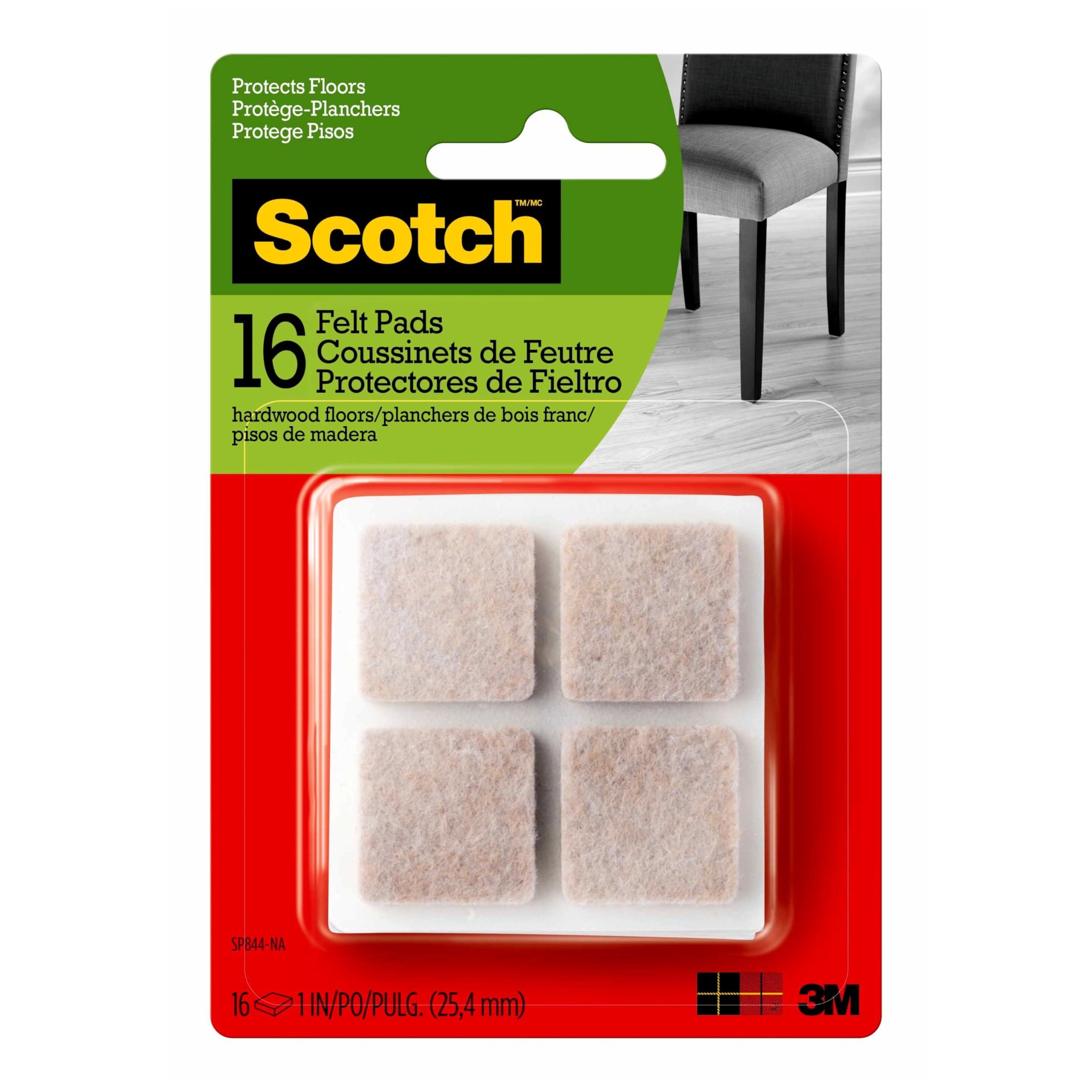 Scotch Felt Pads 16 PCS Beige, Felt Furniture Pads for Protecting Hardwood Floors, 1 x 1 in. Square, Easy-to-Apply, Self-Stick Design, Reliable Protection from Nicks, dents and Scratches (SP802-NA) - Image 6
